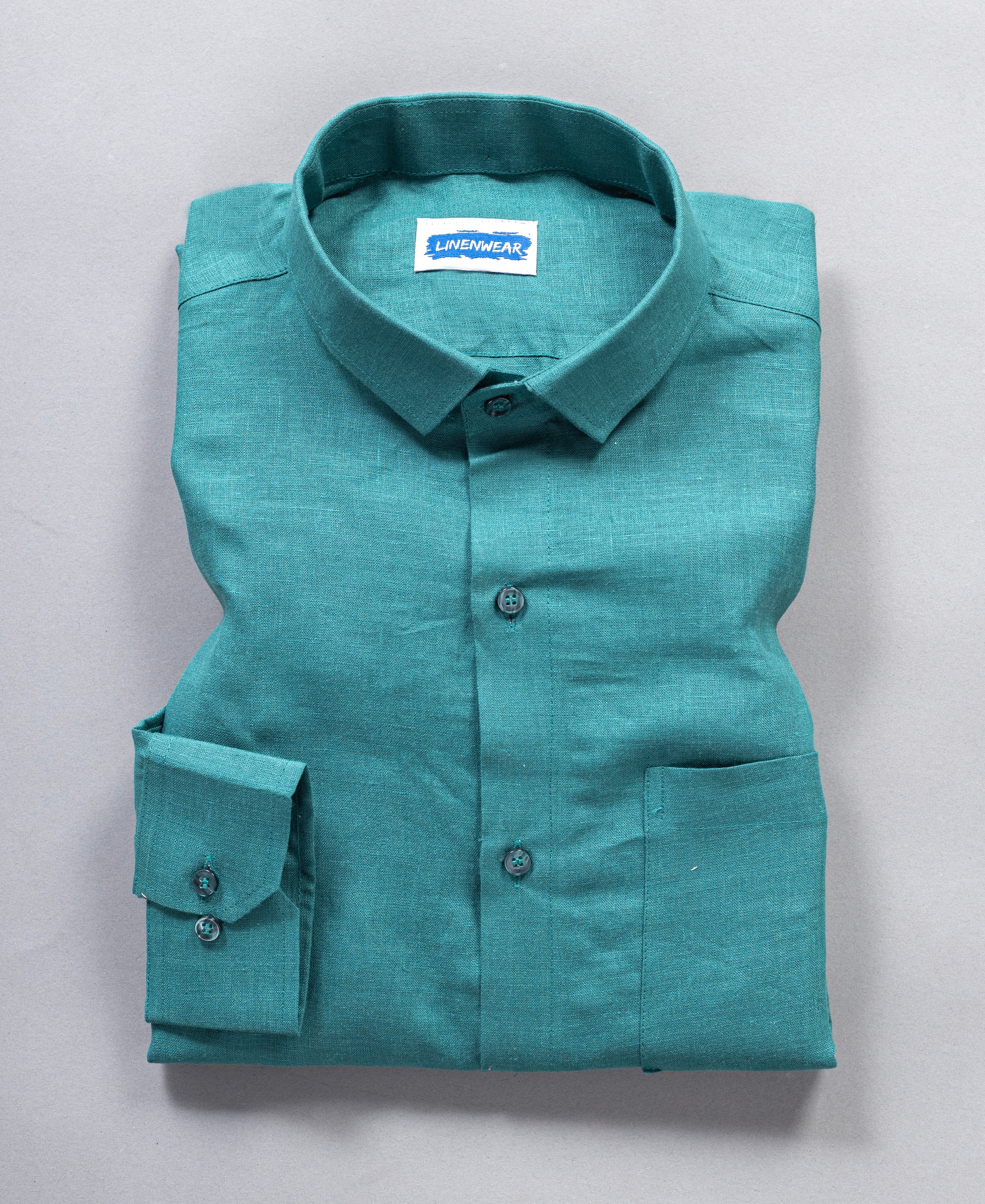 dark green dress shirt mens Dark Green Timeless Comfort Pure Linen Casual Shirt S