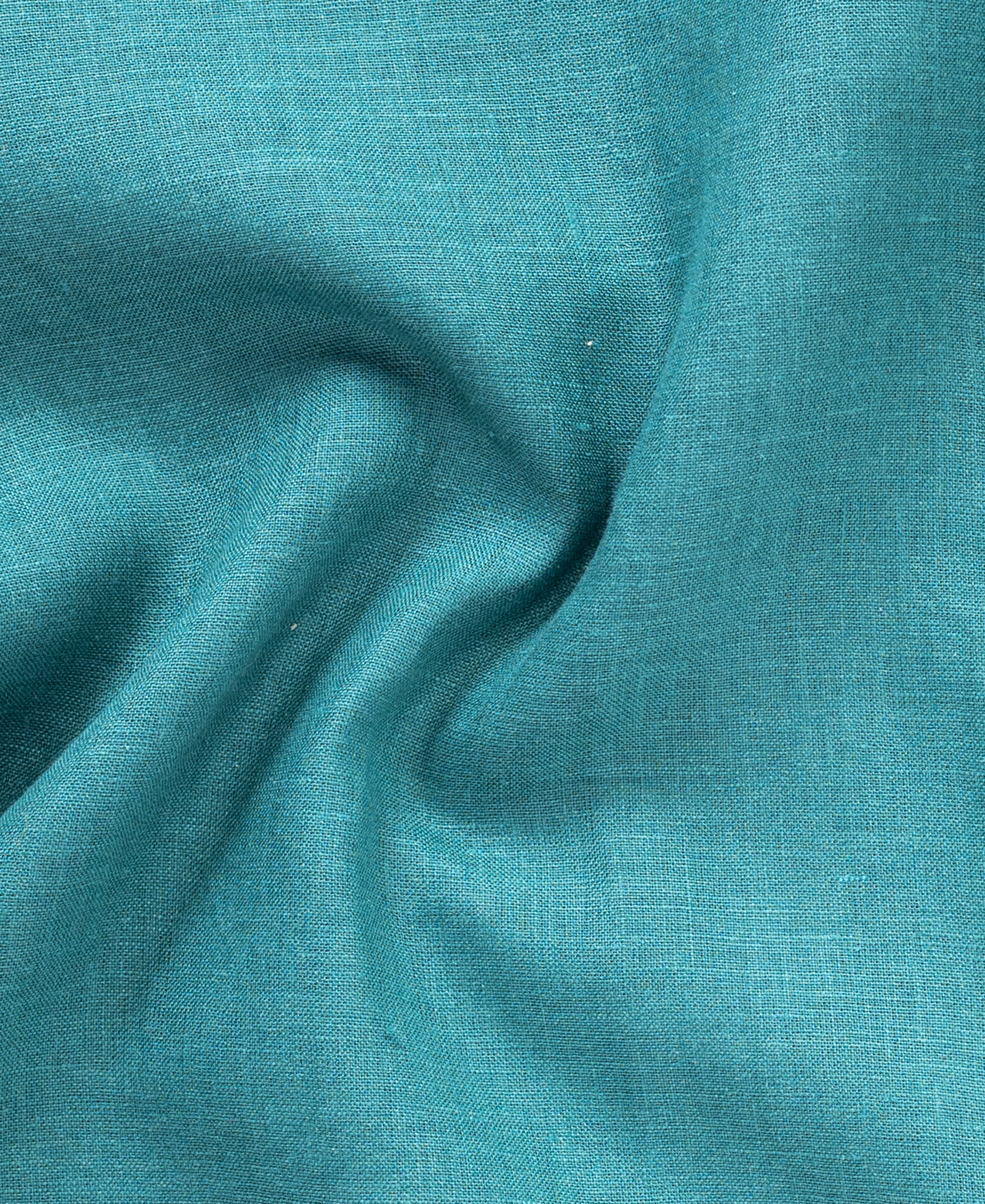 Teal Green Mens Pure Linen Shirt Premium Casual Wear