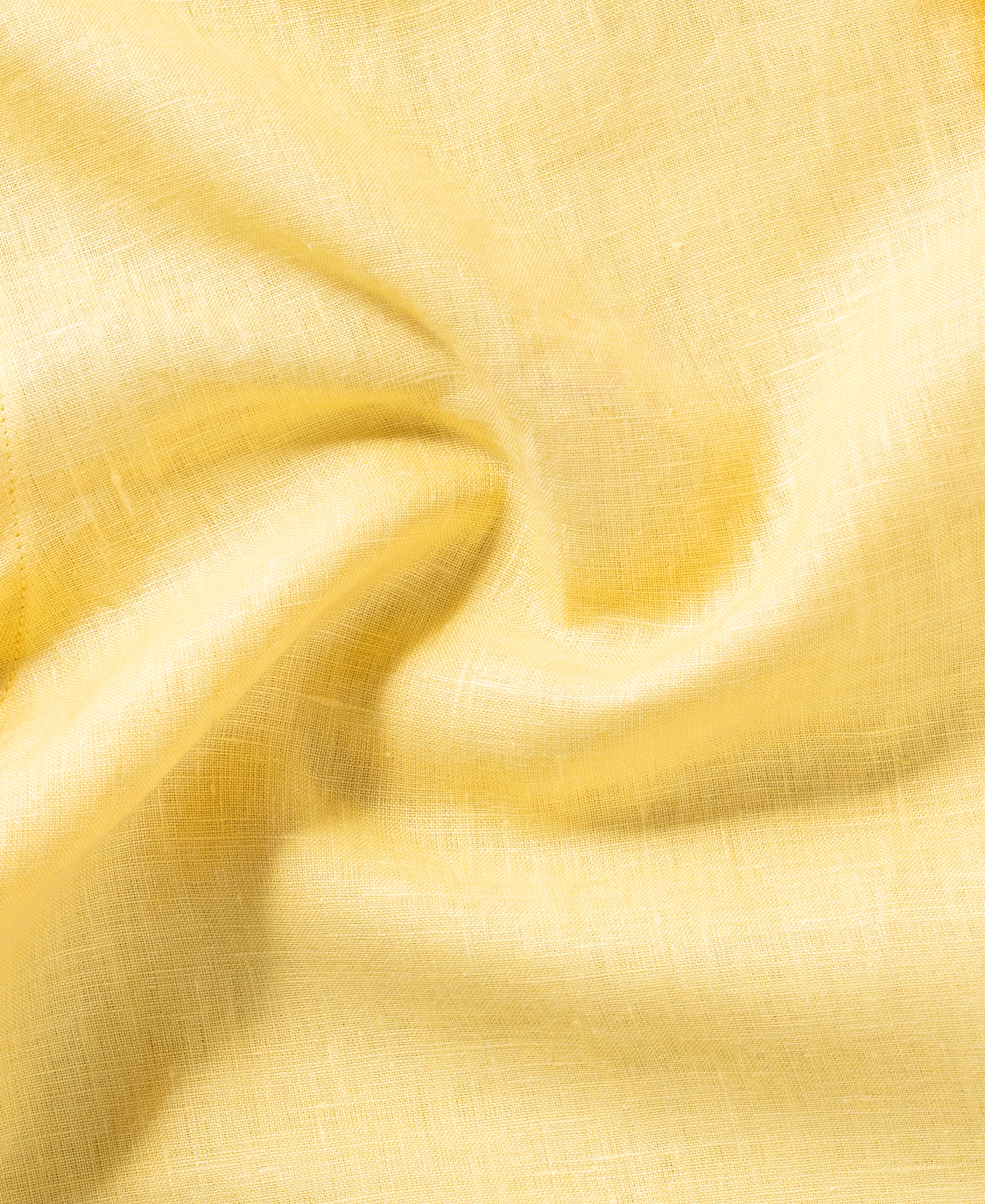 Bright Yellow Mens Pure Linen Shirt Fresh Summer Style