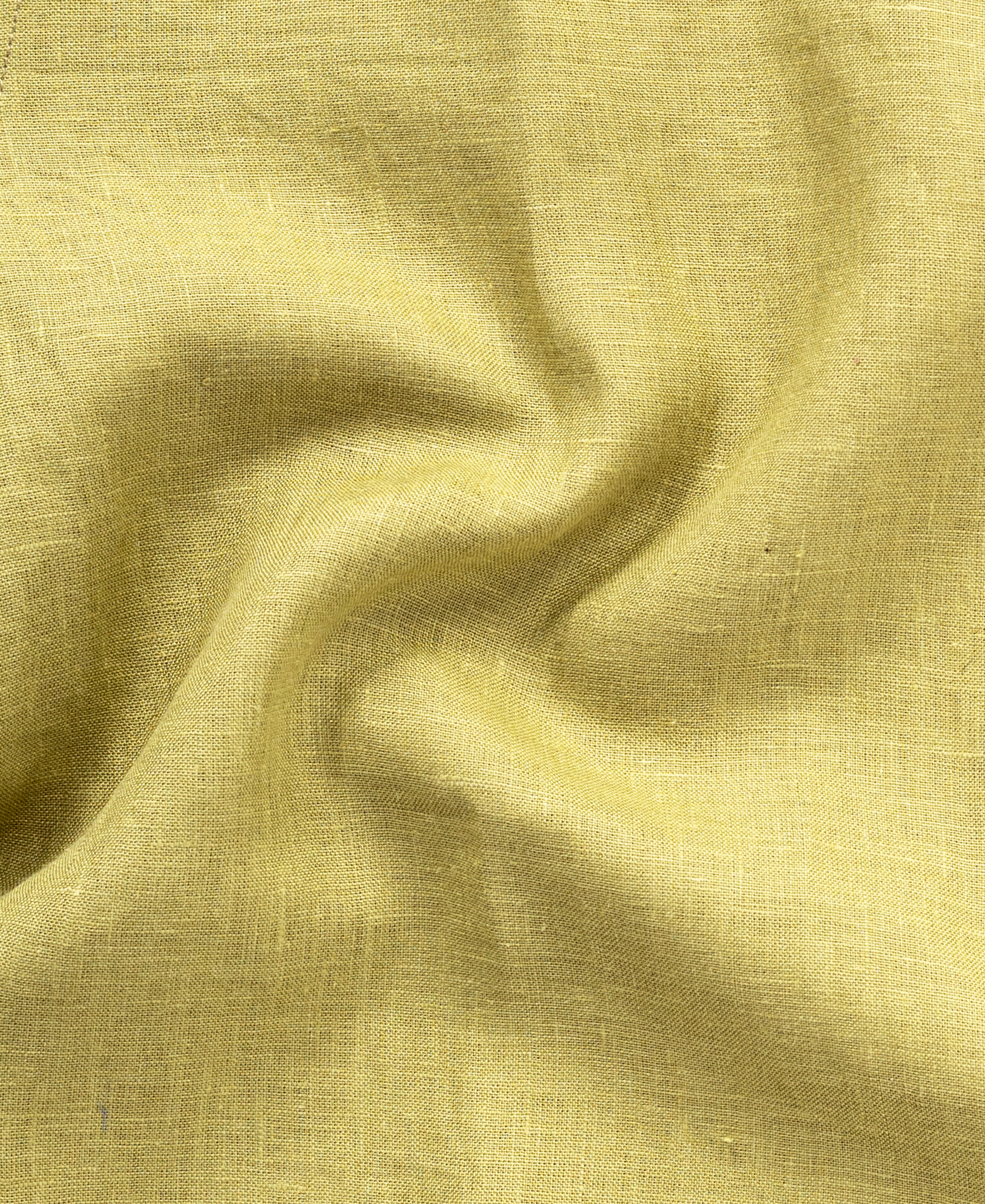 Mustard Green Pure Linen Shirt Formal Wear Full Sleeve