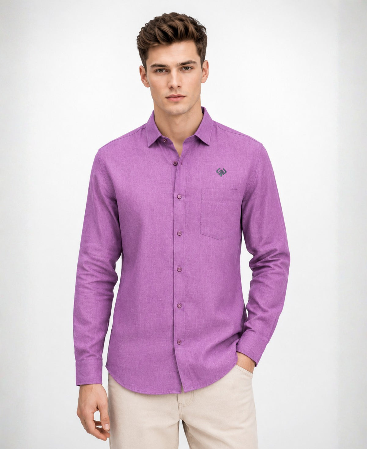 Purple Pure Linen 60 LEA Shirt