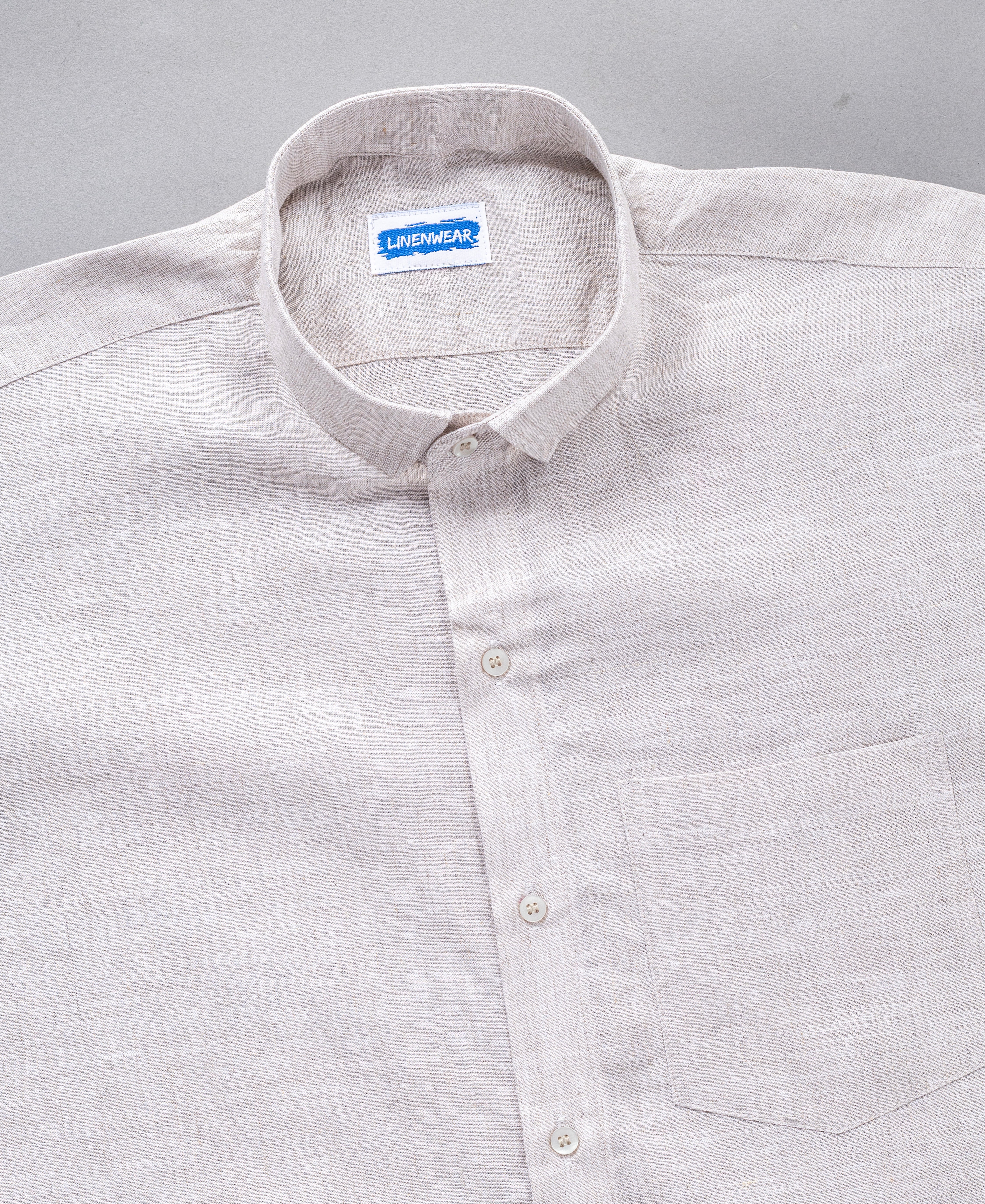 Off White Mens Pure Linen Shirt Soft Fabric Natural Classic Look