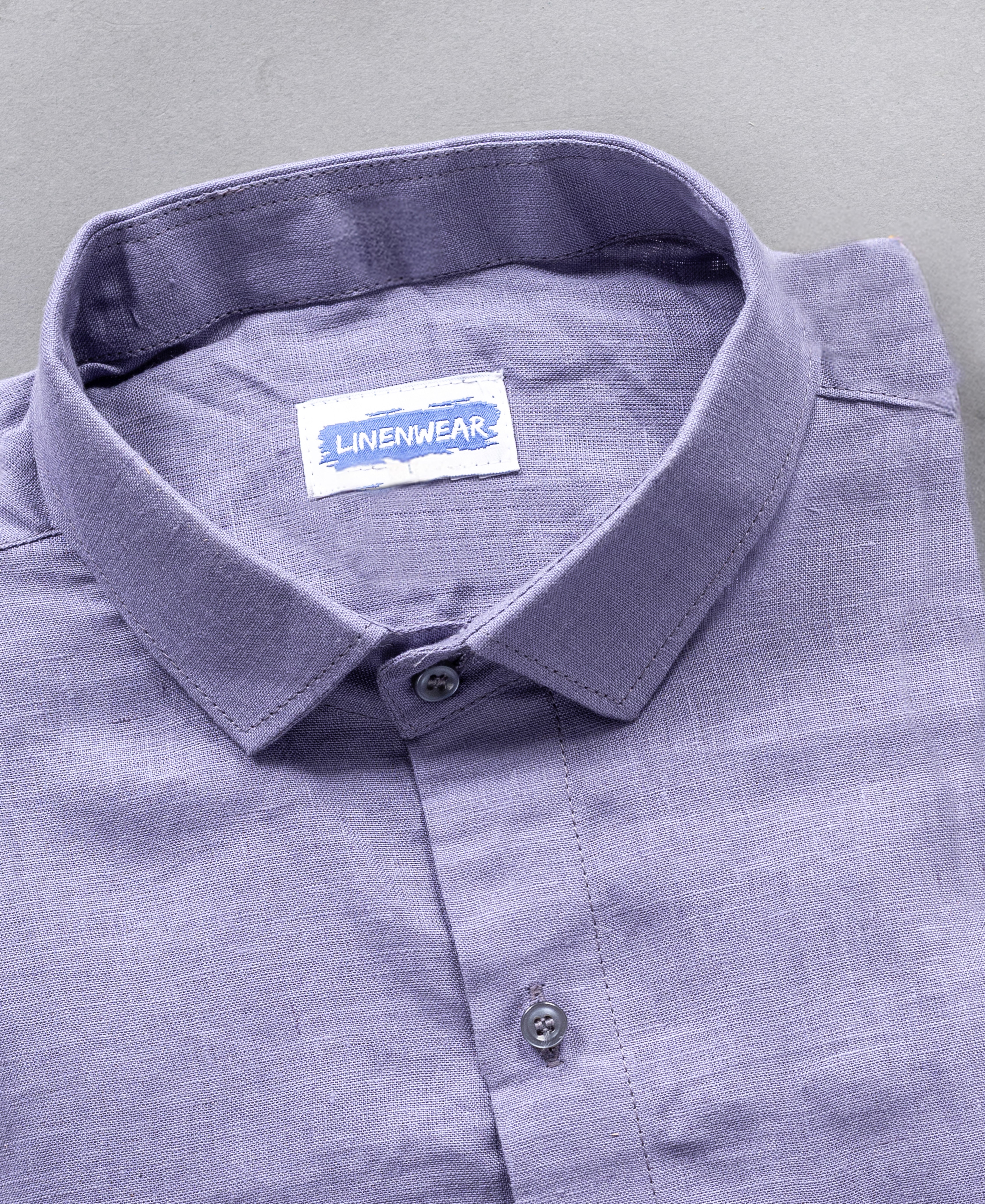 Modern Casual Style Lavender Pure Linen Shirt
