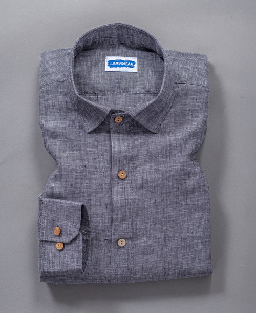 Dark Grey Pure Linen 60 LEA Shirt