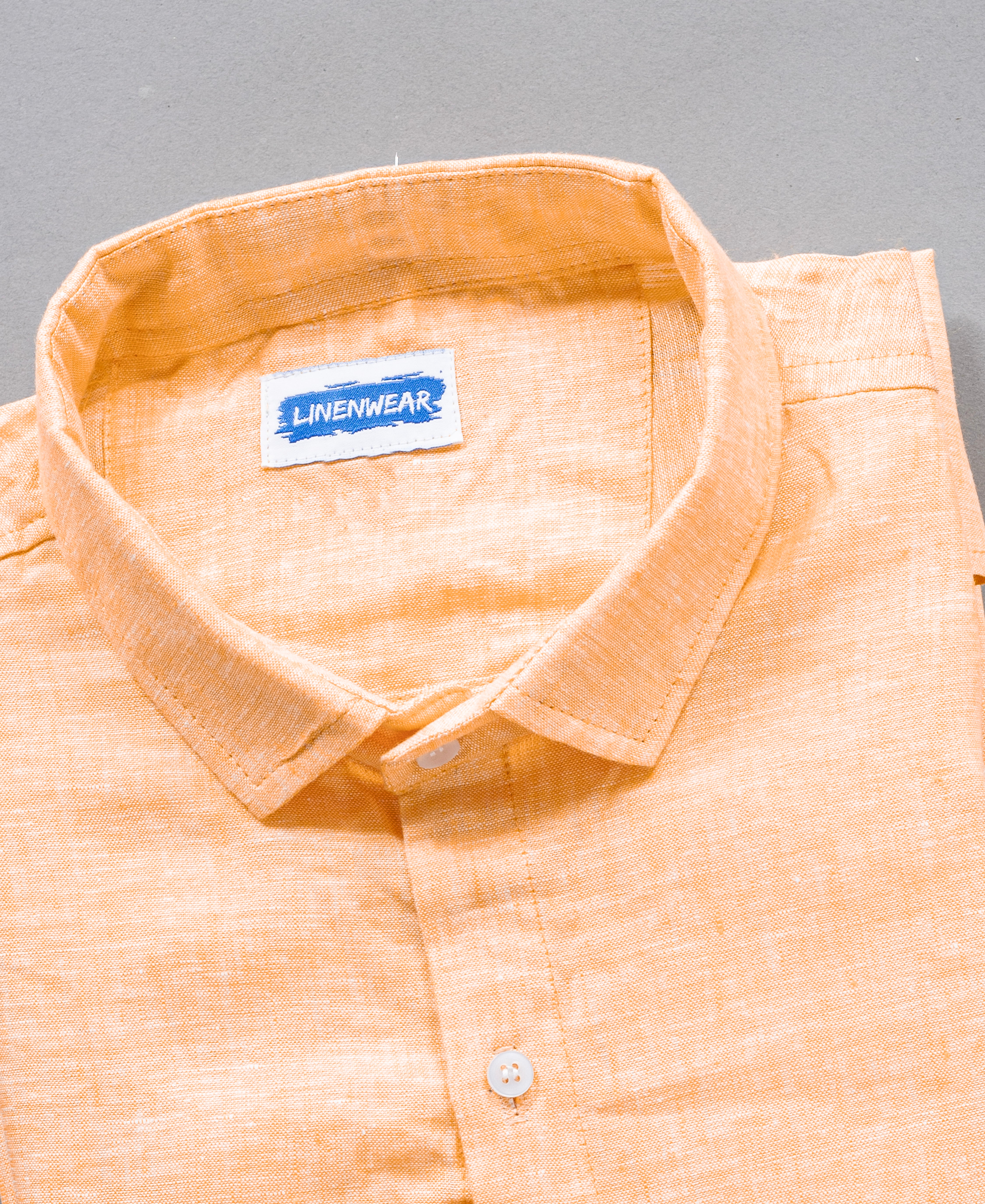 Pure Linen Peach Orange Summer Breeze Style Shirt For Men