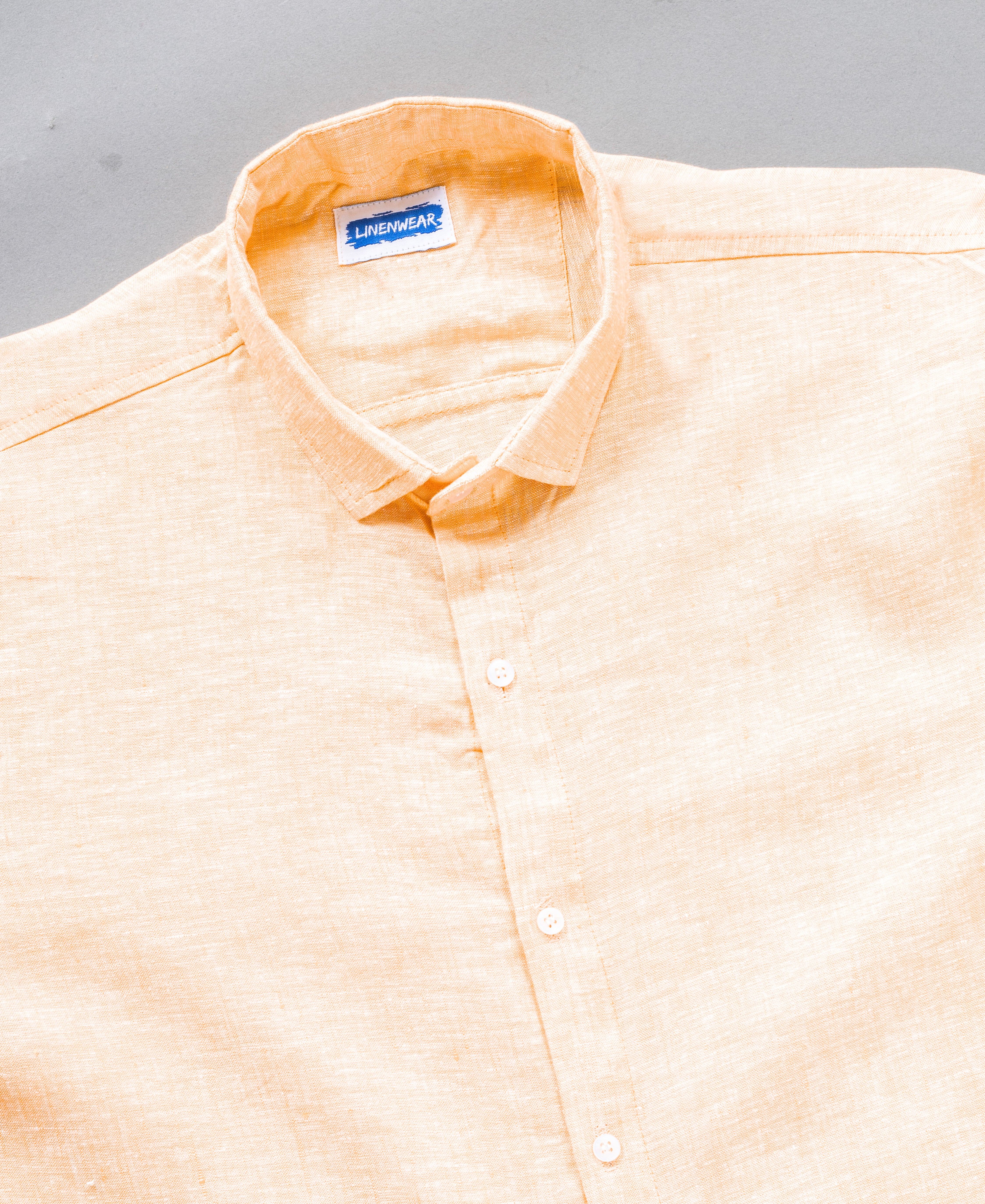 Pure Linen Peach Orange Summer Breeze Style Shirt For Men