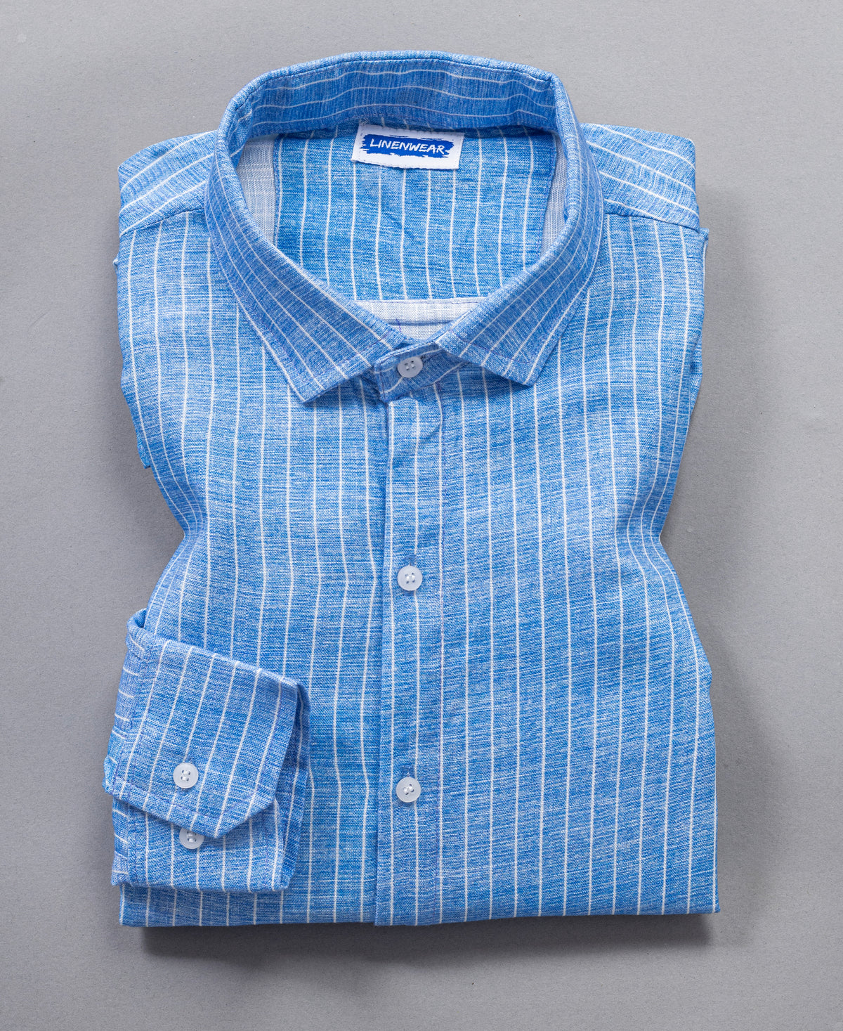Sky Blue Striped Hemp Linen Shirt