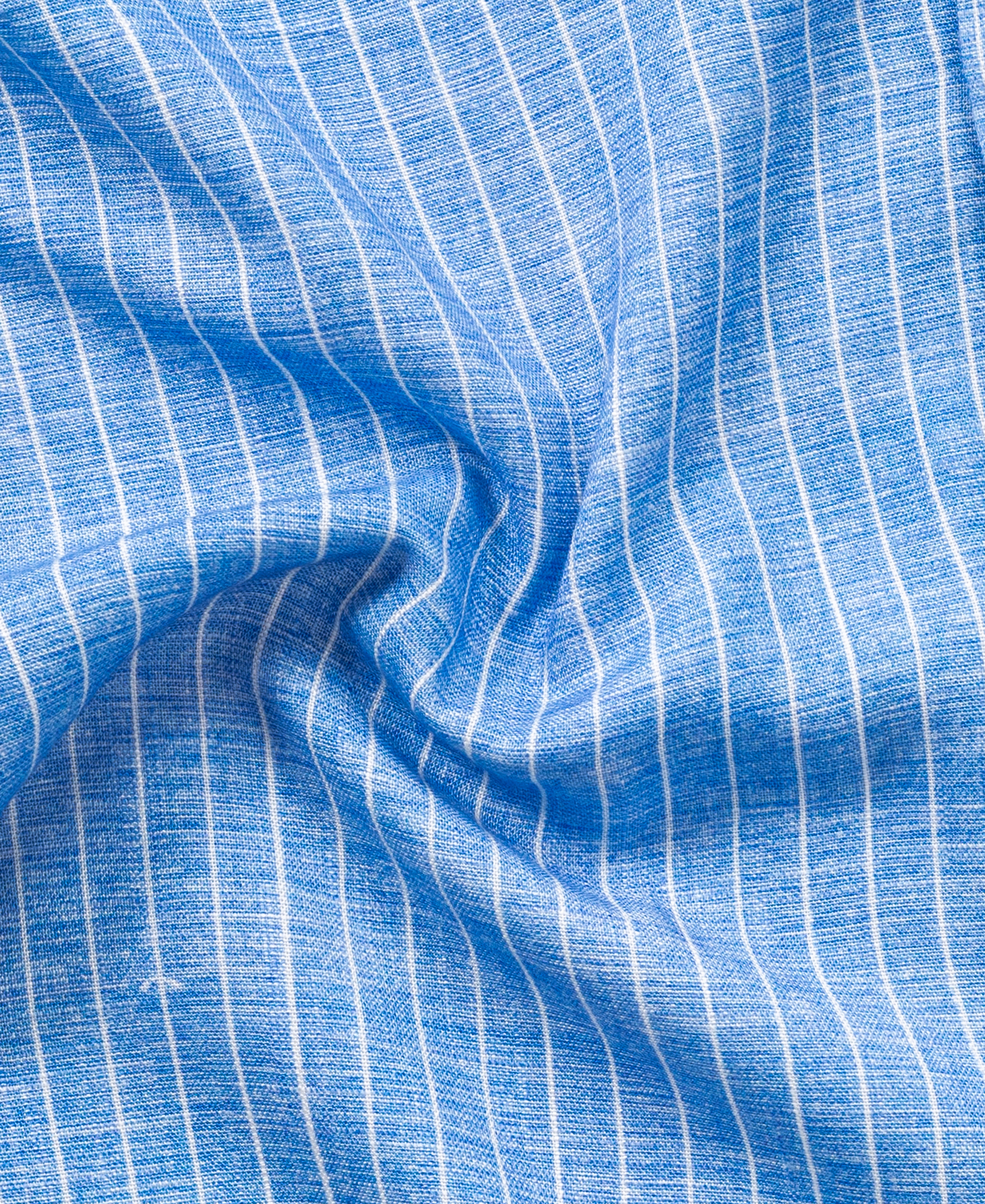 Cool Coastal Casual Sky Blue Striped Hemp Linen Shirt