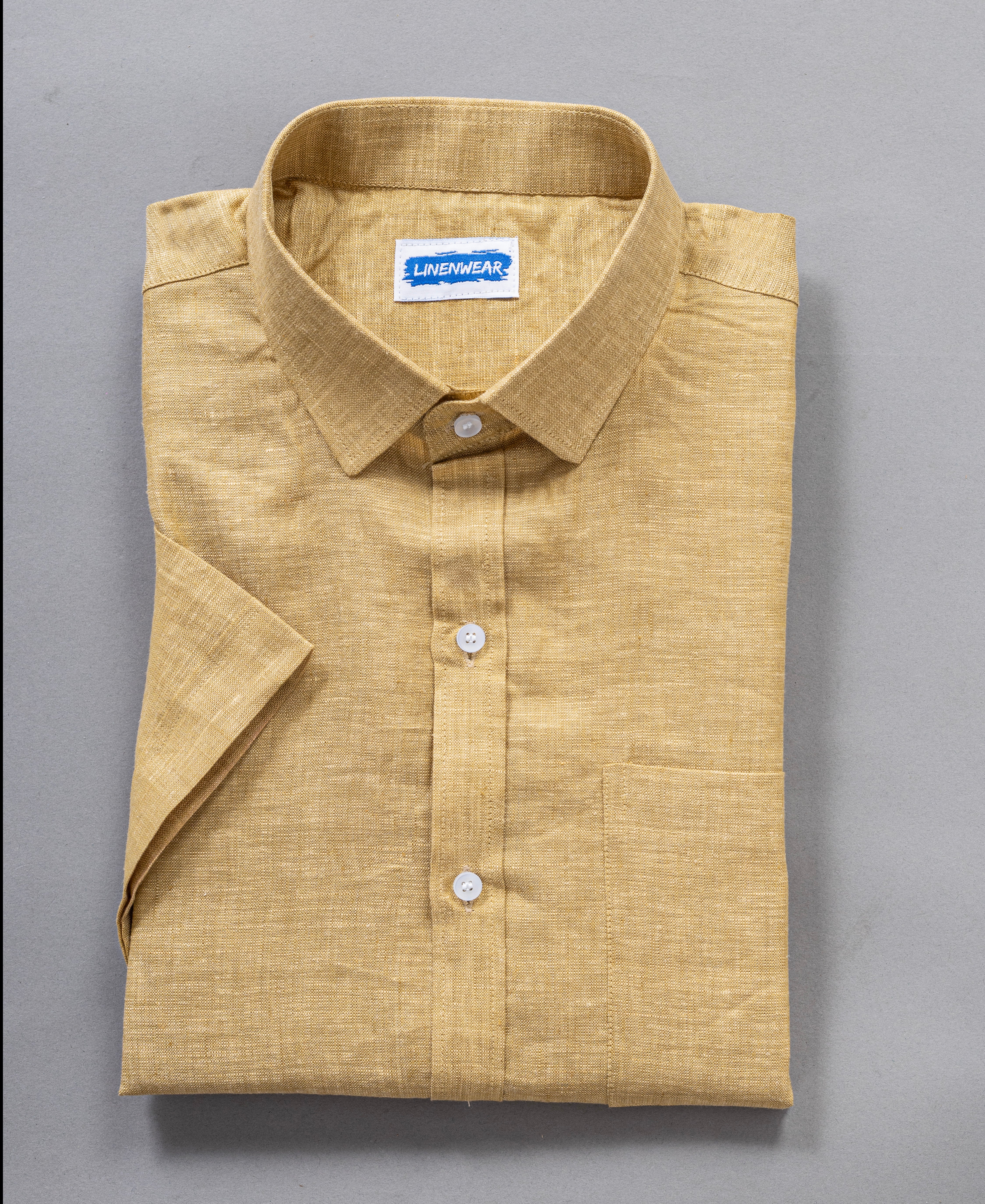 Half Sleeve Cotton Linen Shirt for Men – Olive Green Casual Wear