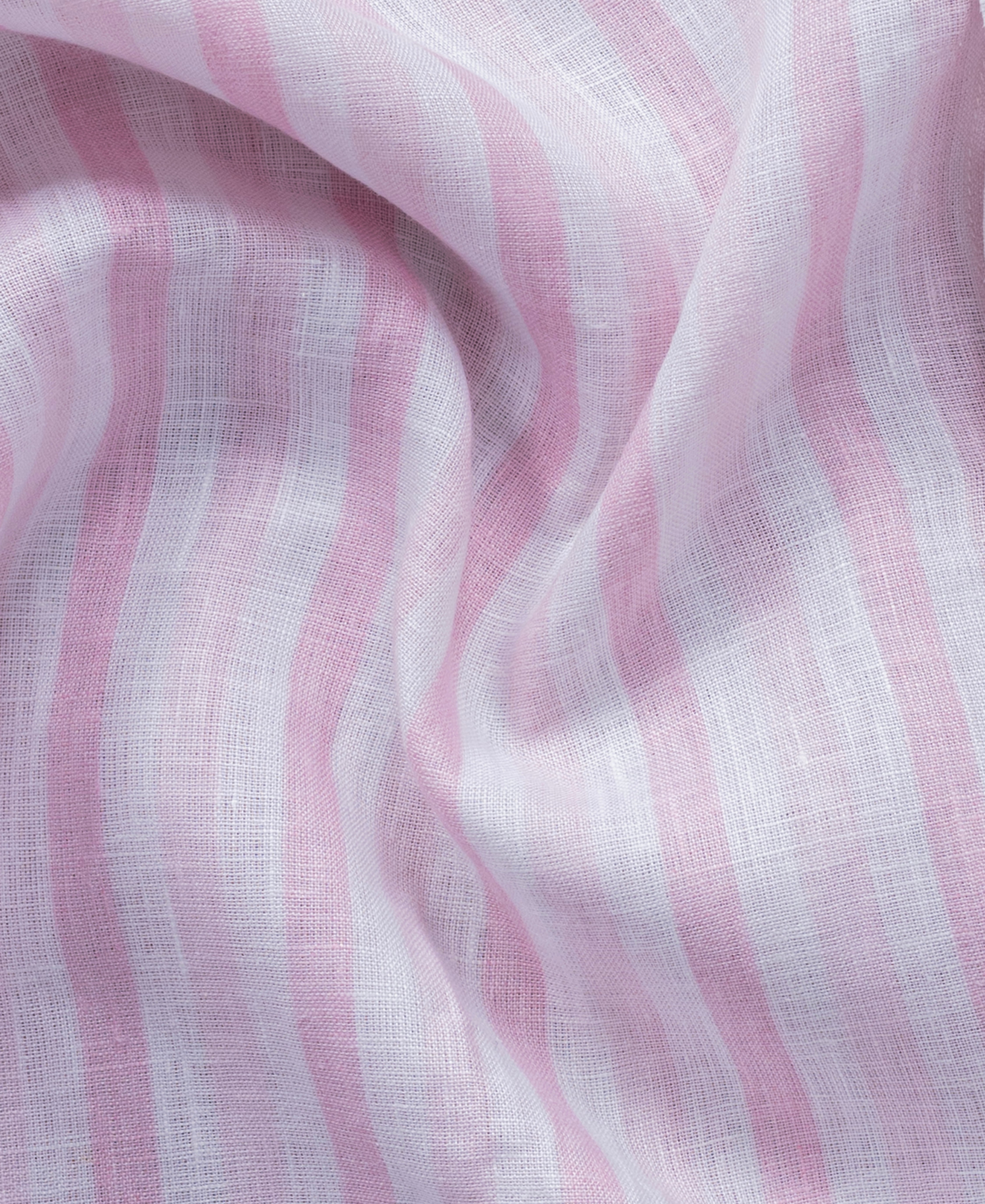 Pink Striped Pure Linen Shirt for Men – Long Sleeve Regular Collar