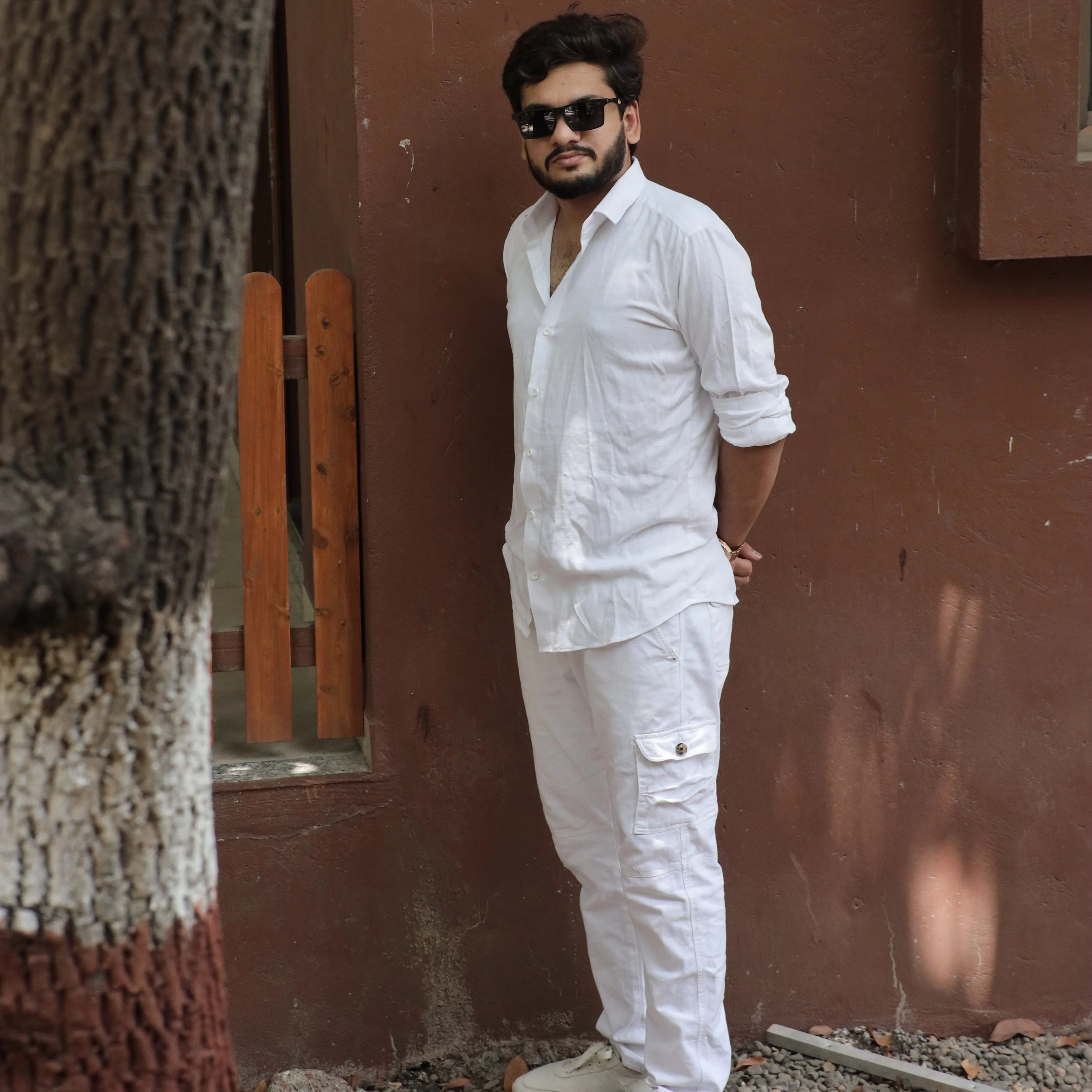 White casual linen shirt