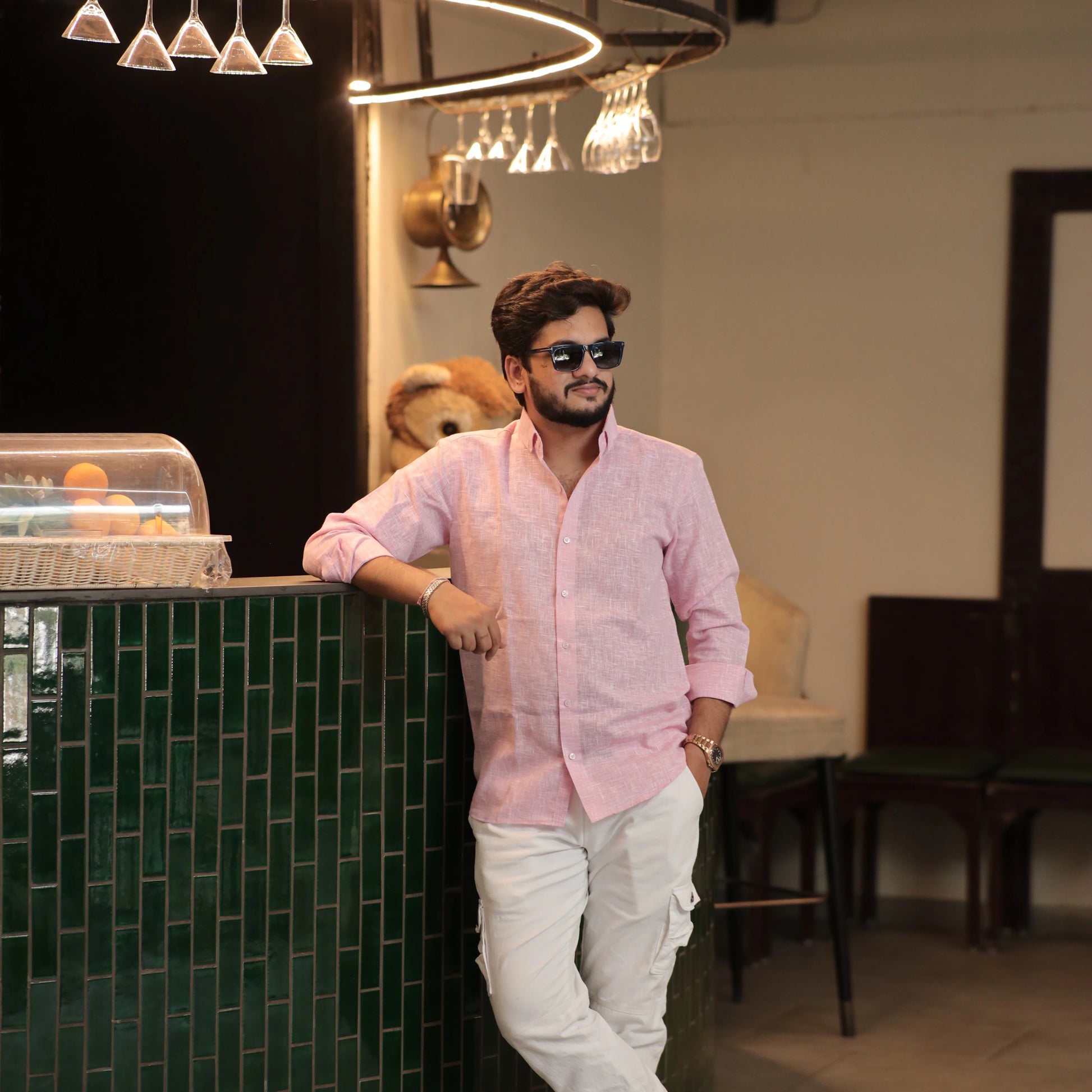 Party wear pink shirt men
