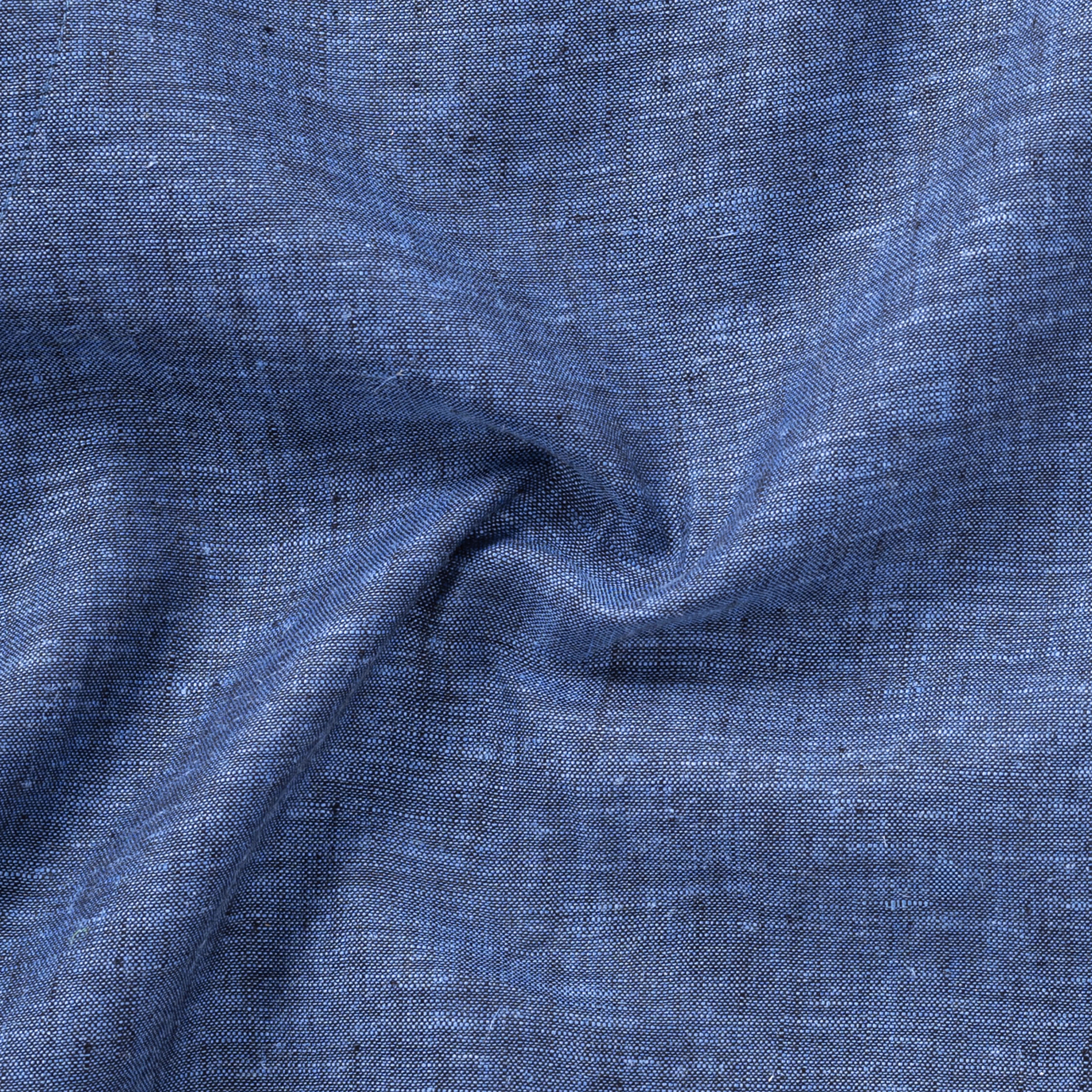 Blue Textured Pure Linen Shirt Full Sleeve Casual Beachwear Look