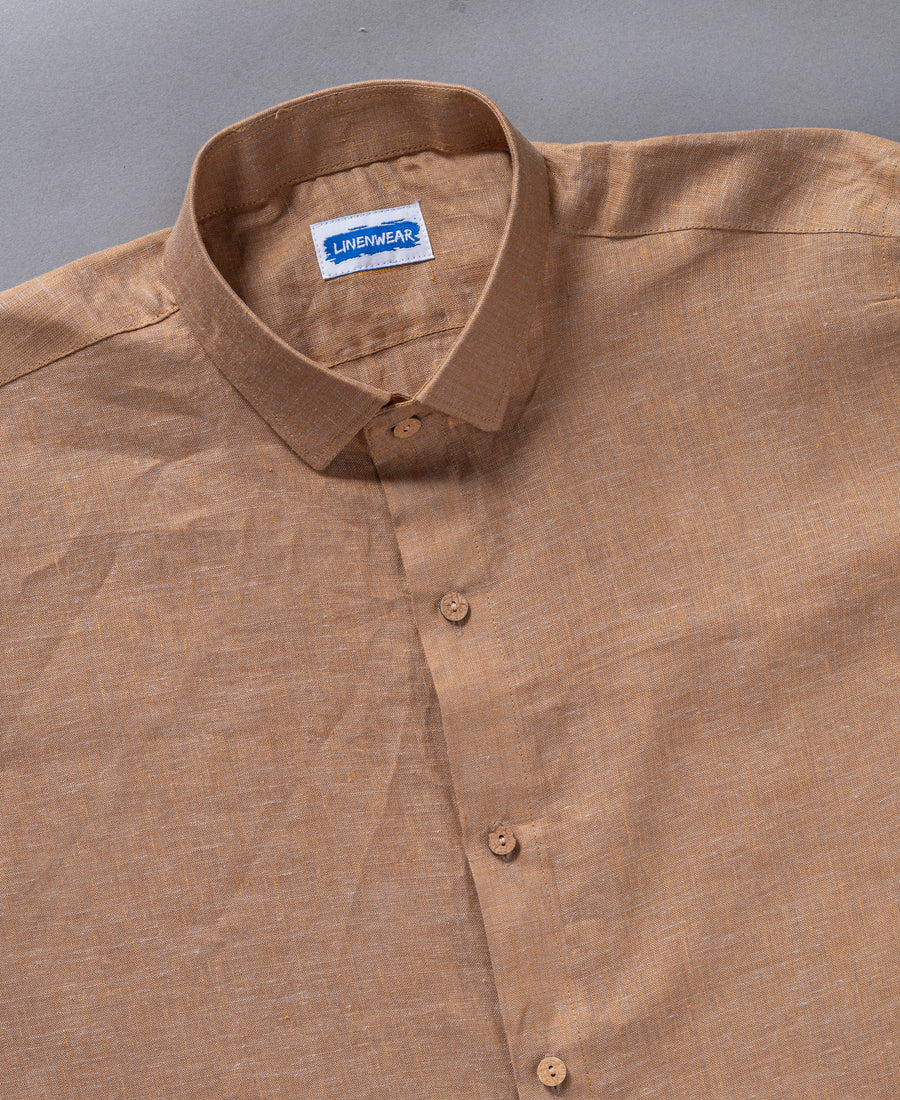Earthy Tan Pure Linen Shirt