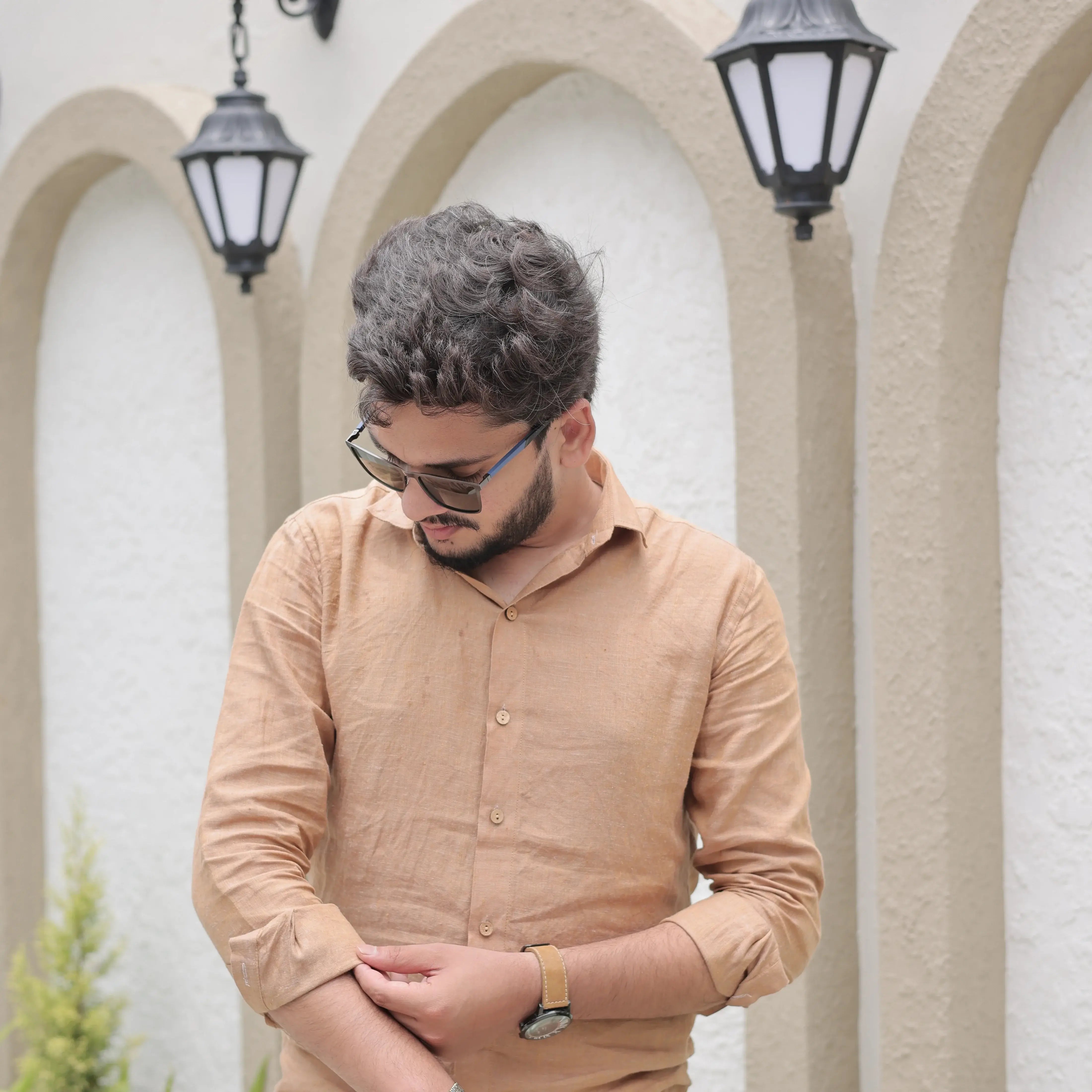 Light Cinnamon Brown Pure Linen Shirt