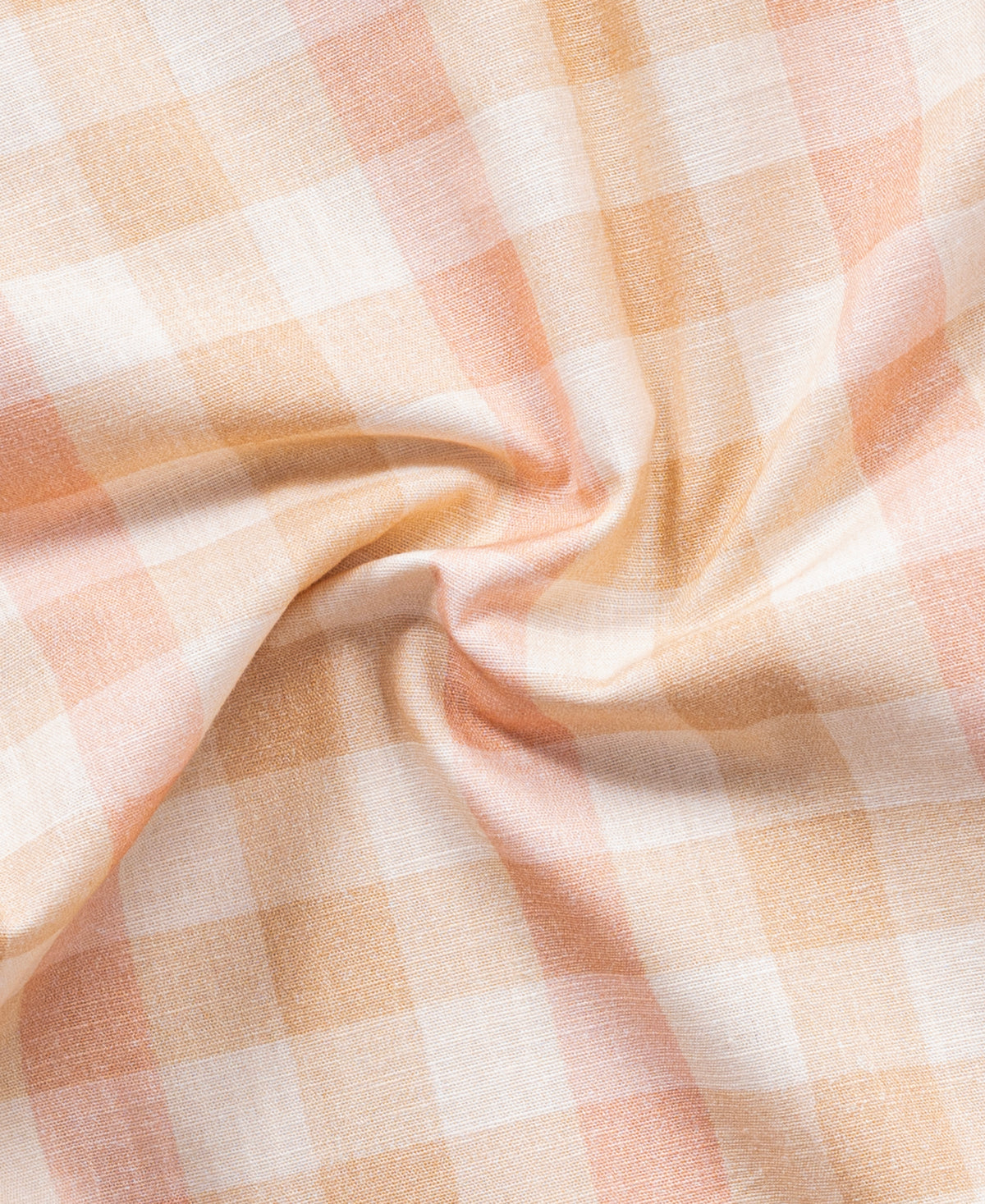 Peach Pink Checked Cotton Linen Shirt