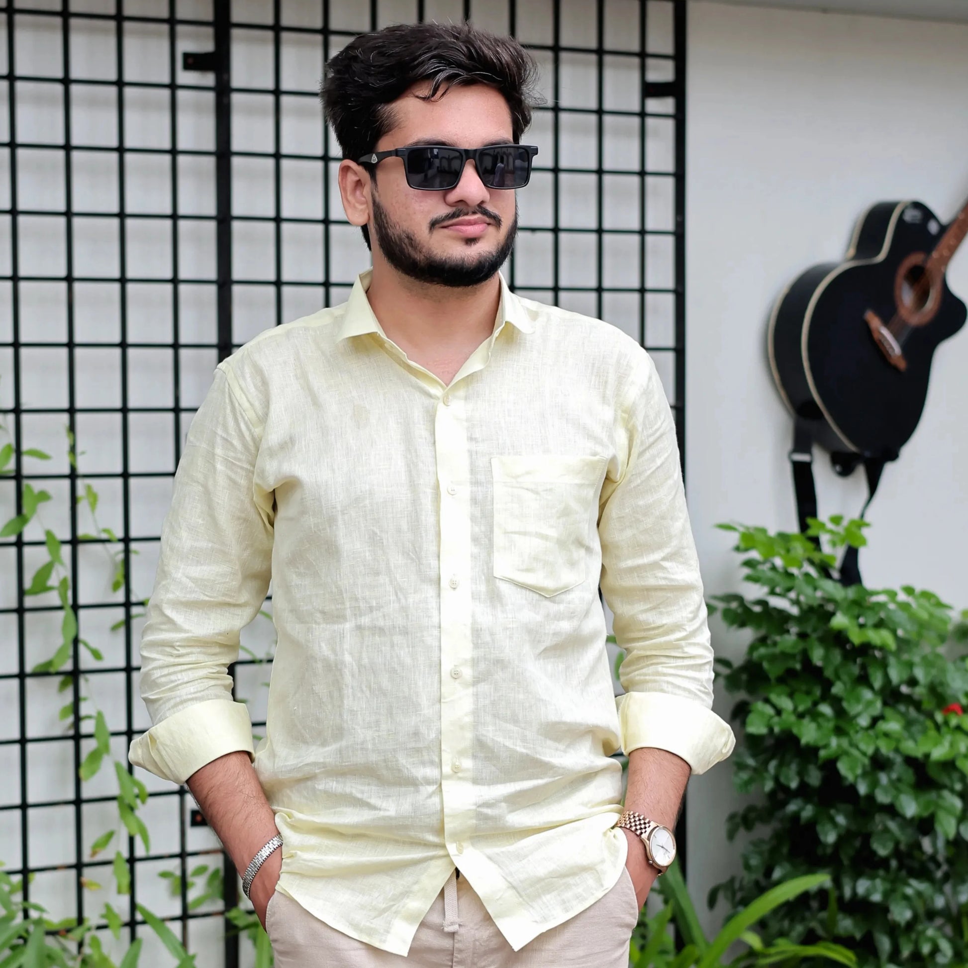 light yellow linen shirt