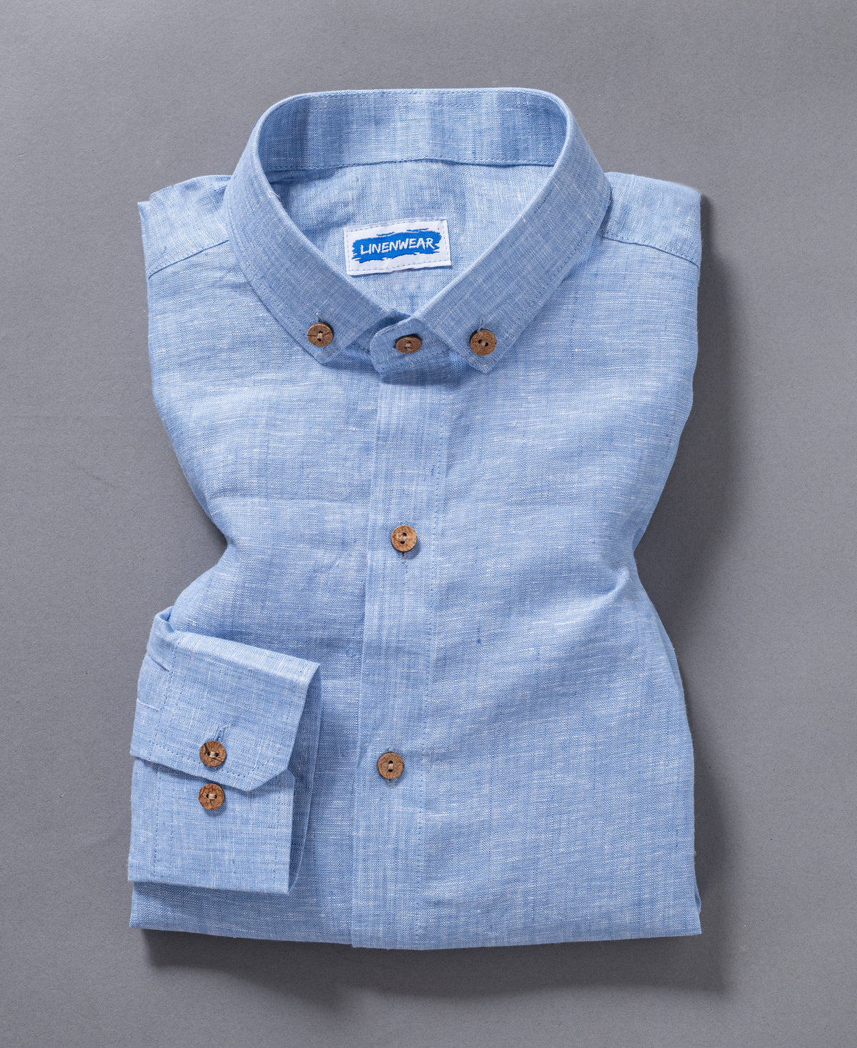 Misty Blue Pure Linen Blend Shirt
