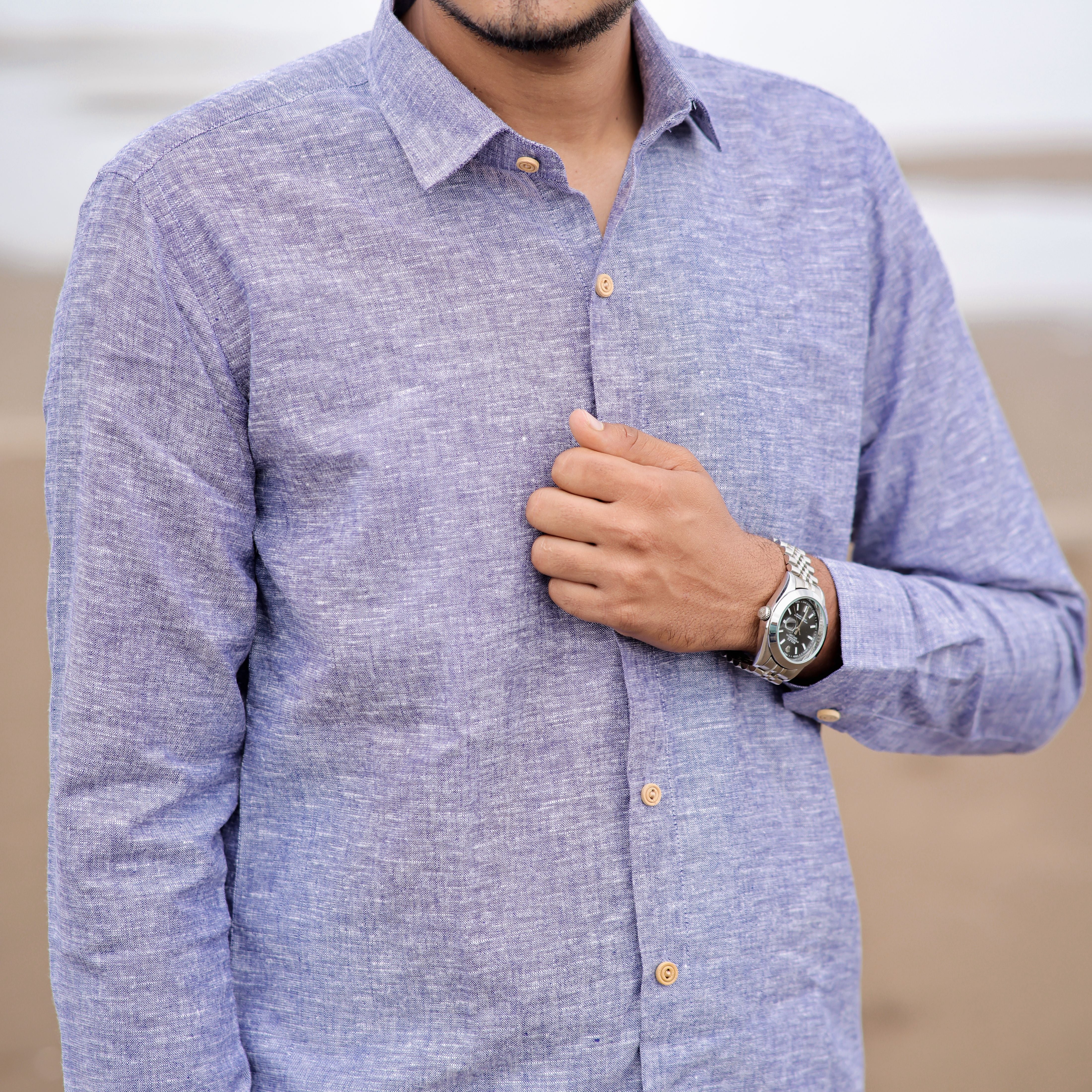 Lavender Haze Full Sleeve Soft Pure Linen Shirt