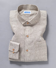 Classic Breathable Pure Light Beige Textured Linen Shirt