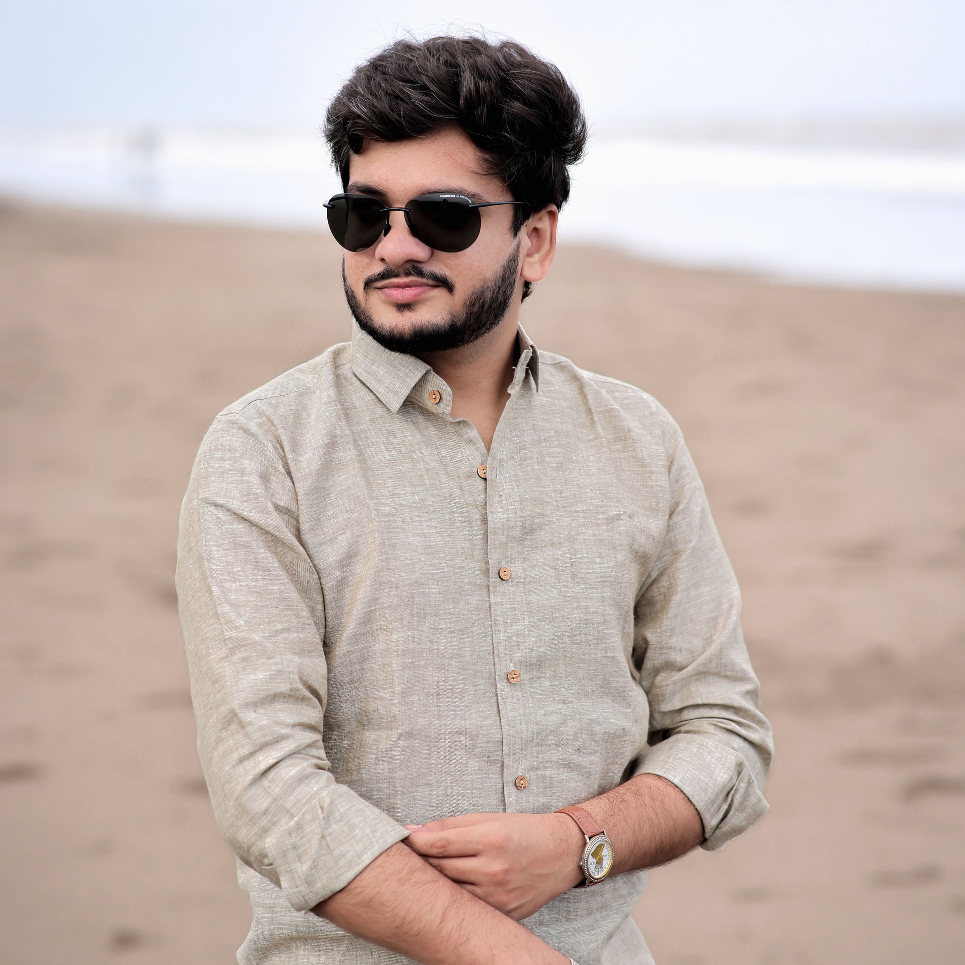 men slim fit linen shirt