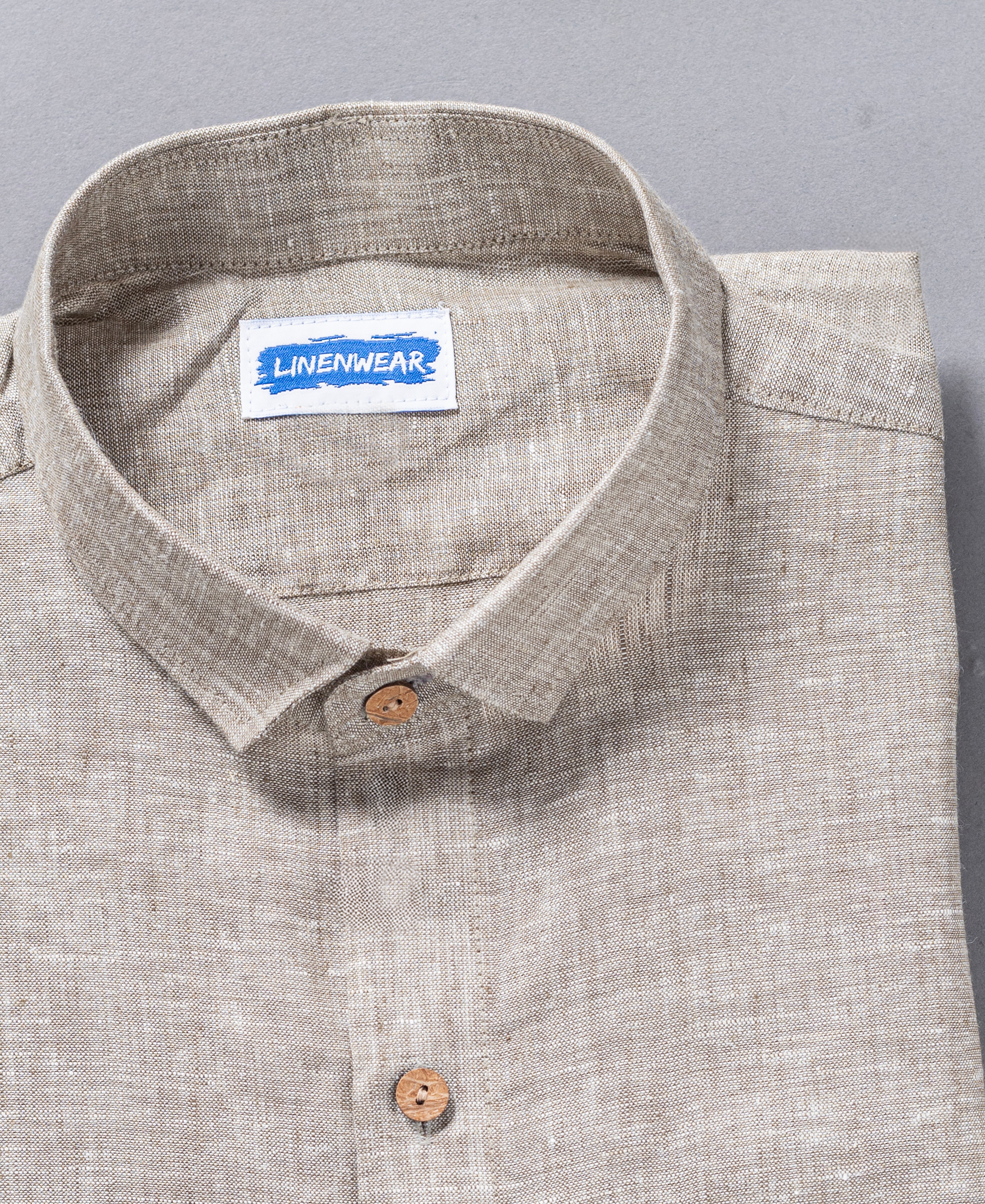 Classic Breathable Pure Light Beige Textured Linen Shirt