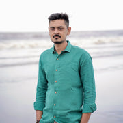 green linen men's shirt 