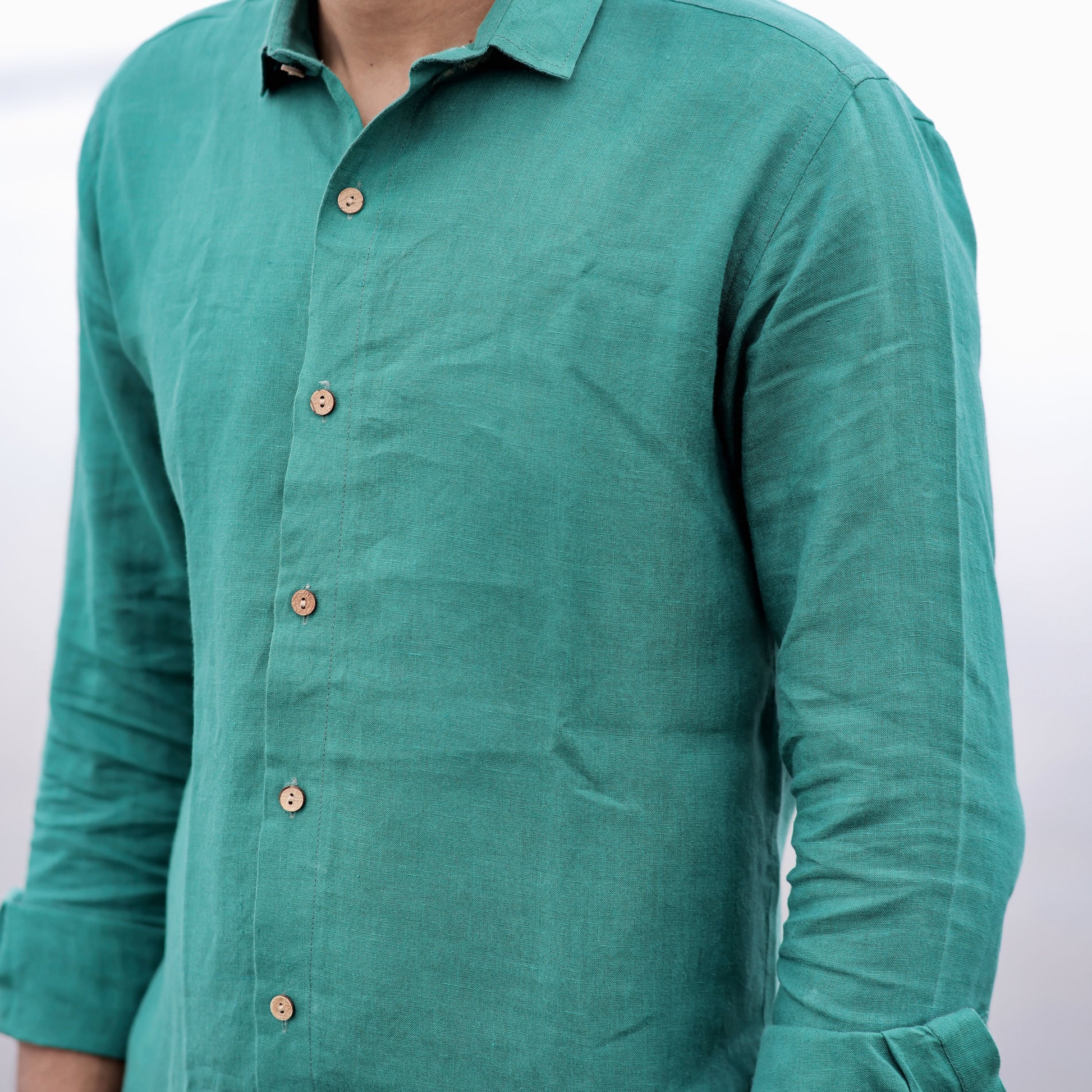 Dark Green Timeless Comfort Pure Linen Casual Shirt