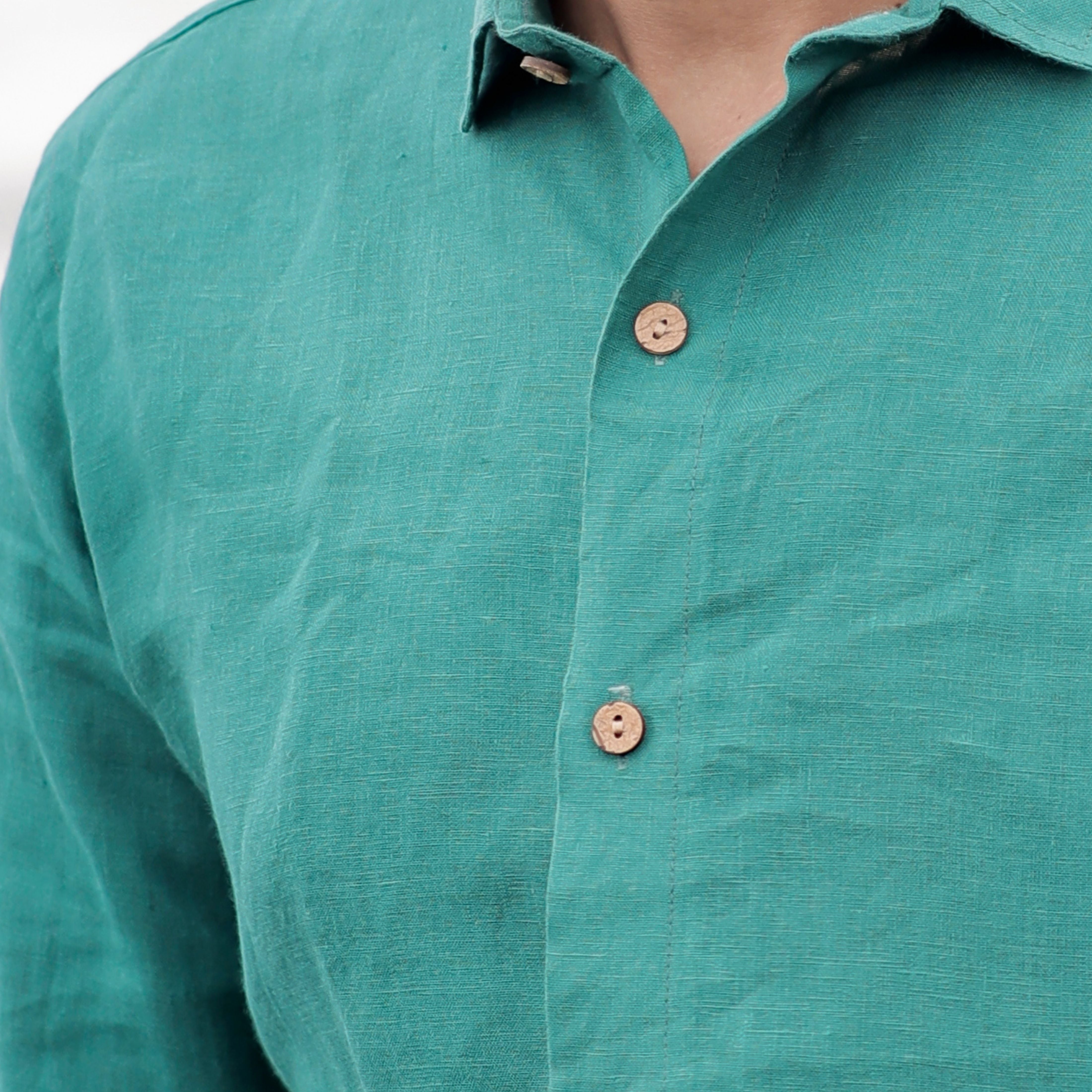 Dark Green Timeless Comfort Pure Linen Casual Shirt