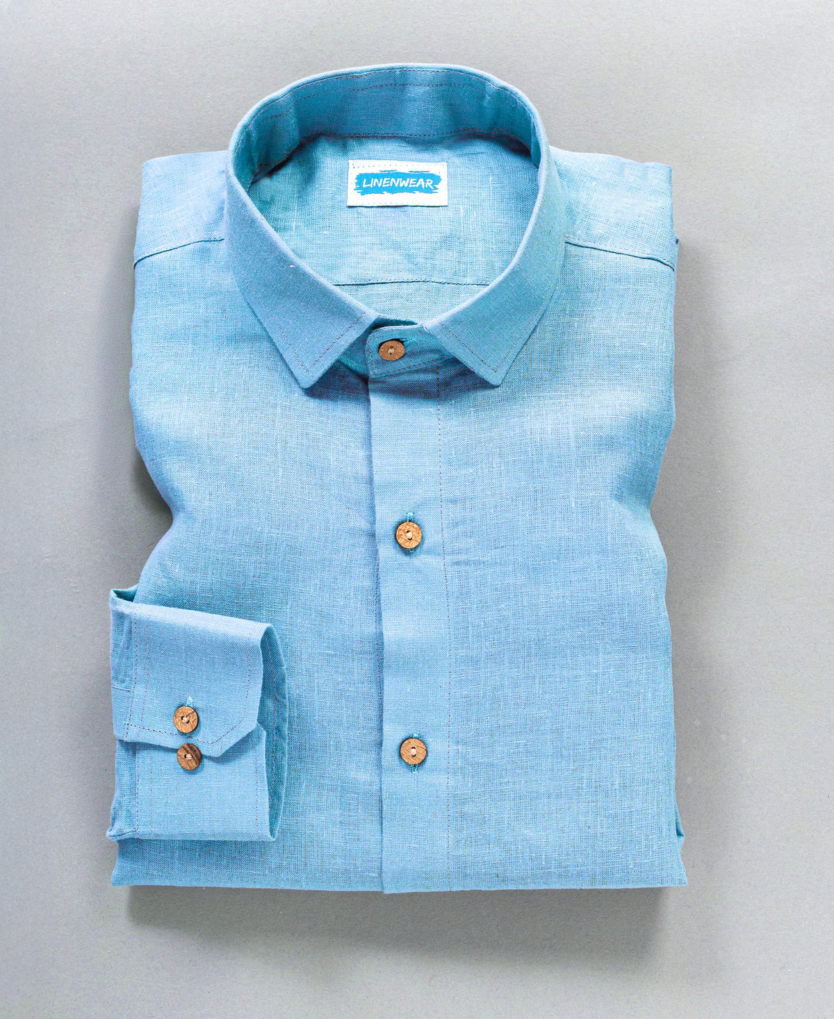 Sky Blue Textured Pure Linen 60 LEA Shirt