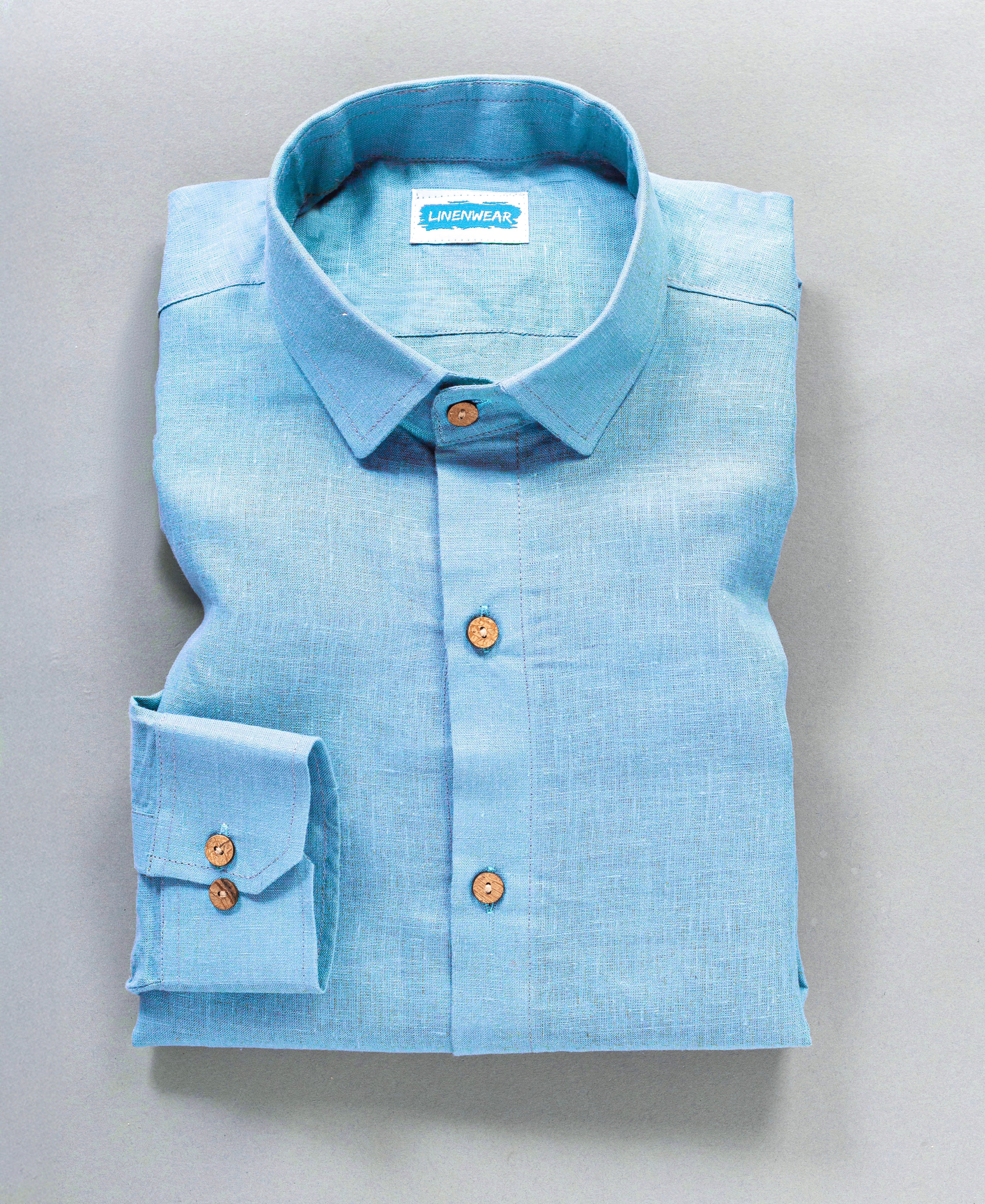 Cool Breeze Sky Blue Pure Linen Everyday Shirt for Men