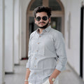 Minimalist Classic Light Grey Pure Linen Soft Fabric Shirt