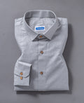 Minimalist Classic Light Grey Pure Linen Soft Fabric Shirt