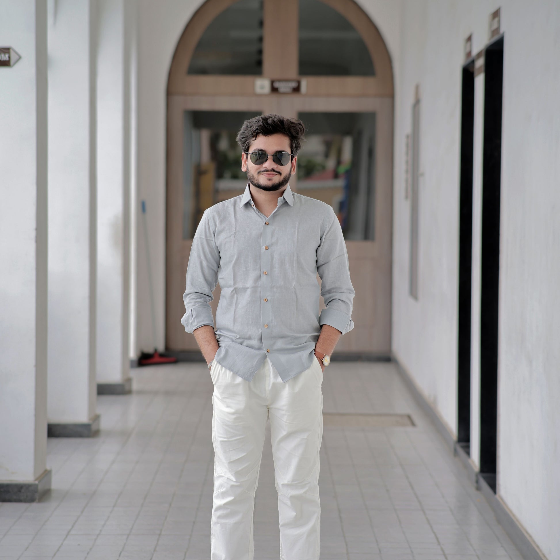Light Grey pure Linen Shirt