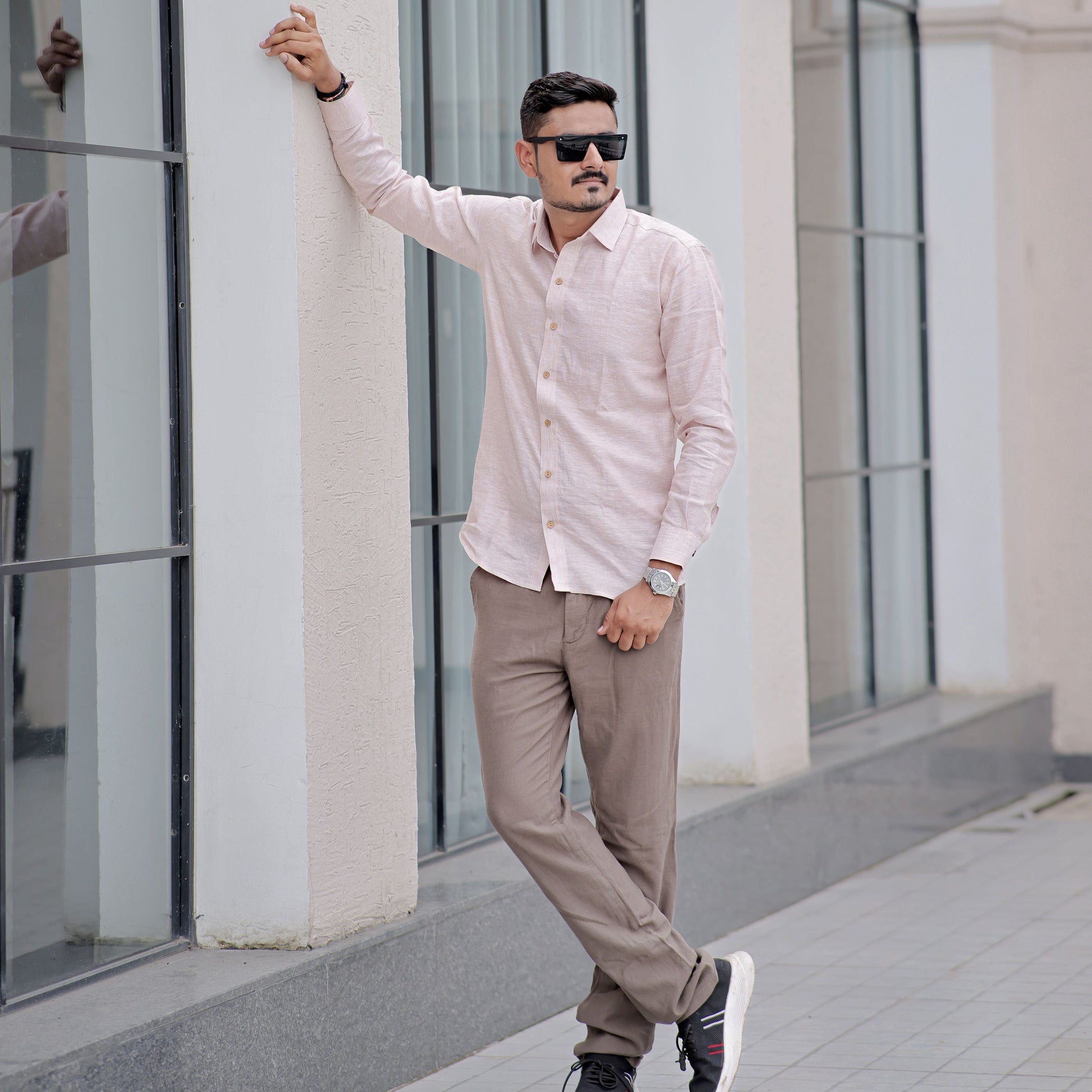 wooden button shirt for men