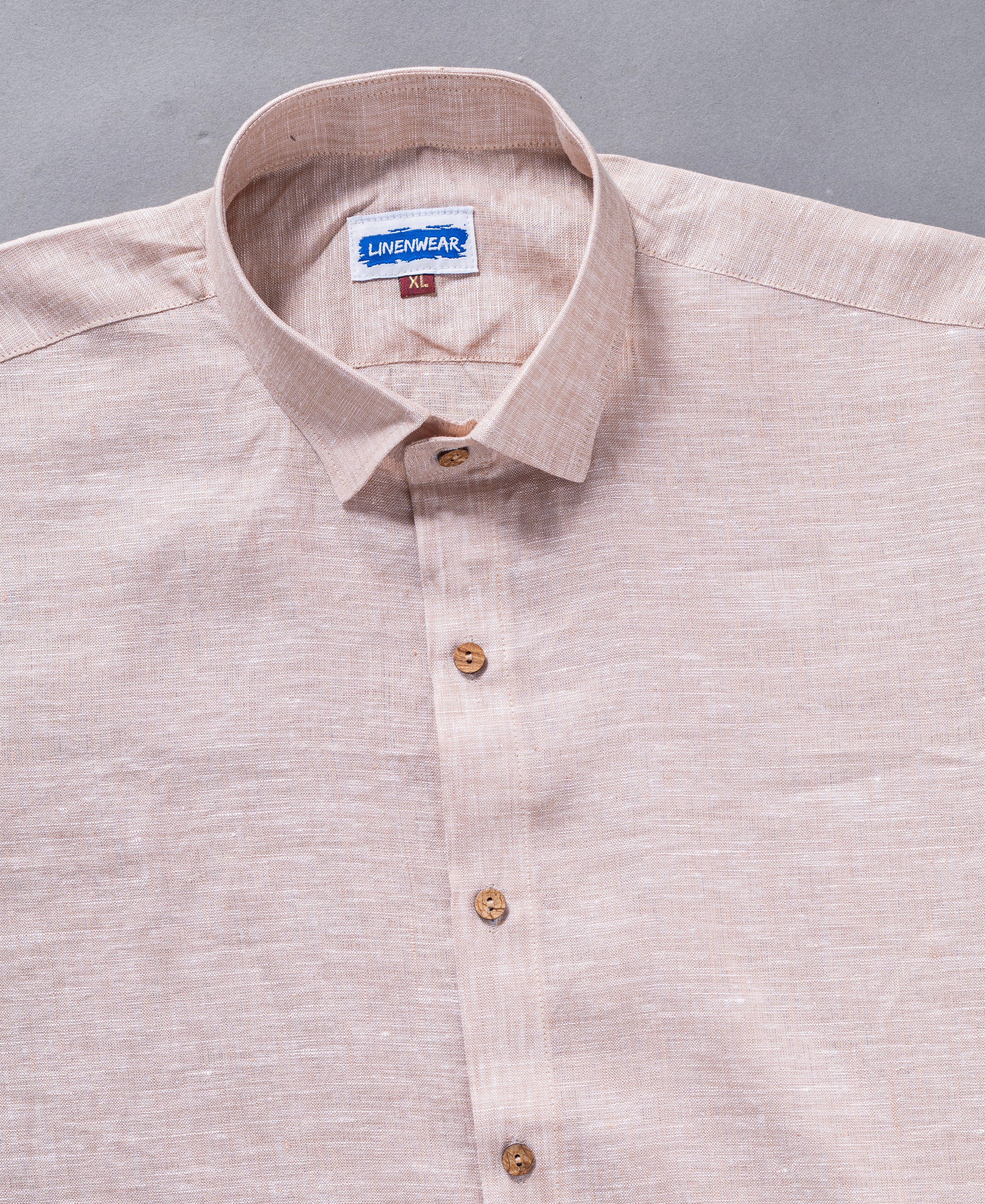 Soft Elegance Pure Light Peach Pink Linen Shirt for Men