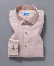 Soft Elegance Pure Light Peach Pink Linen Shirt for Men