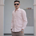 Soft Elegance Pure Light Peach Pink Linen Shirt for Men