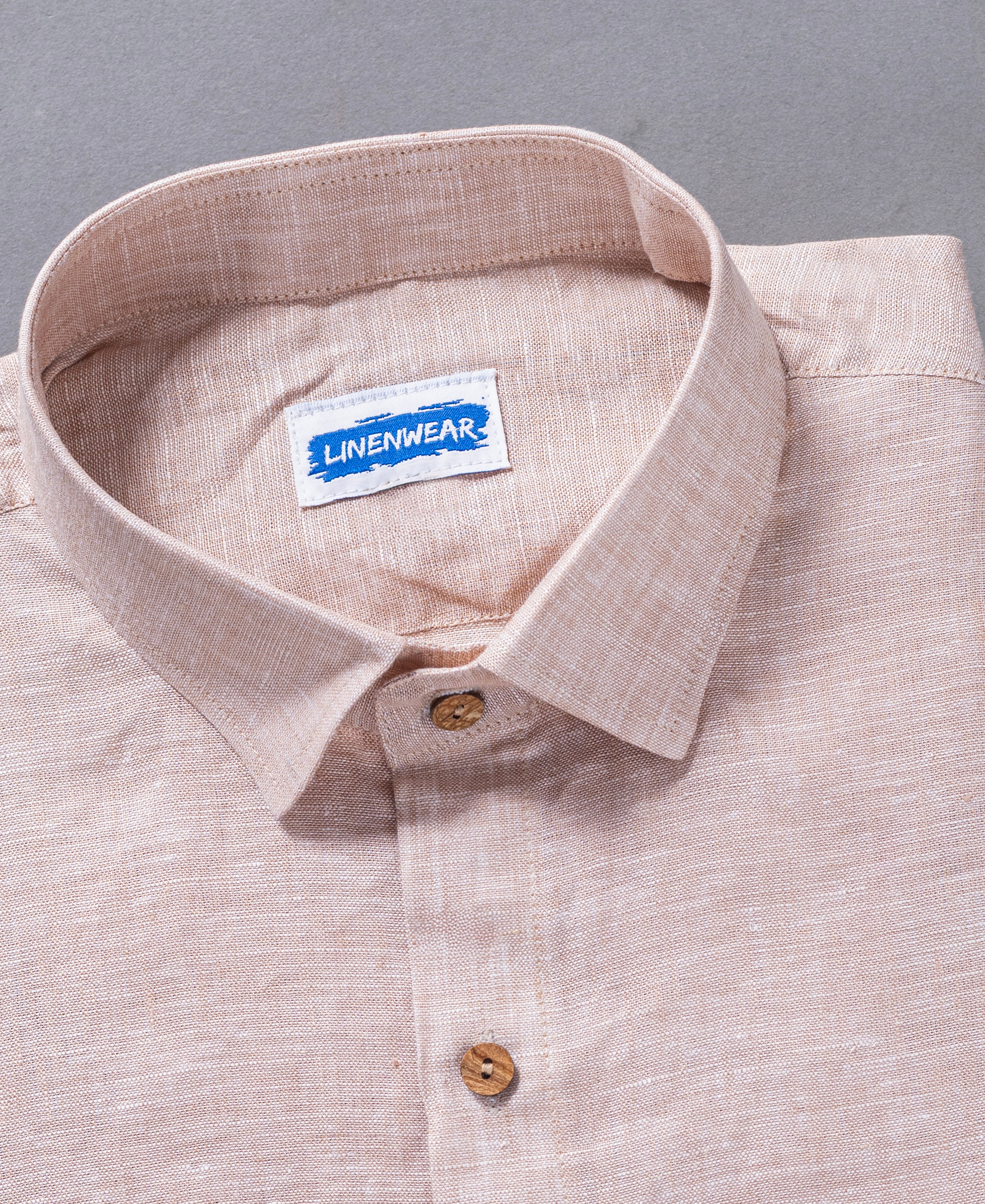 Soft Elegance Pure Light Peach Pink Linen Shirt for Men