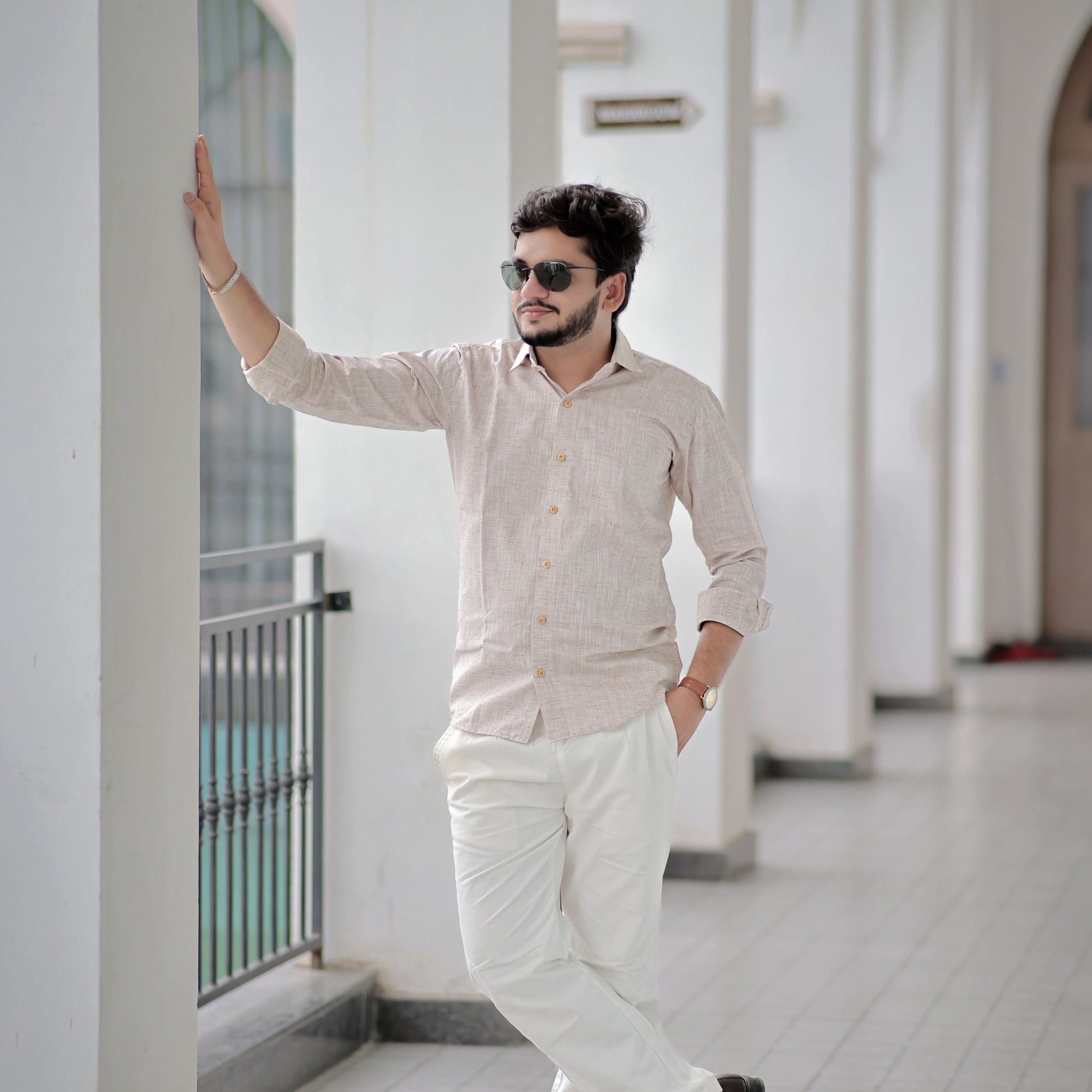 Casual beige shirt men