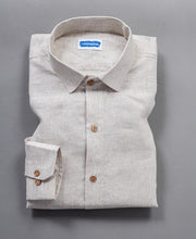 Beige Comfort Wear Sandy Shore Pure Linen Full Sleeve Shirt