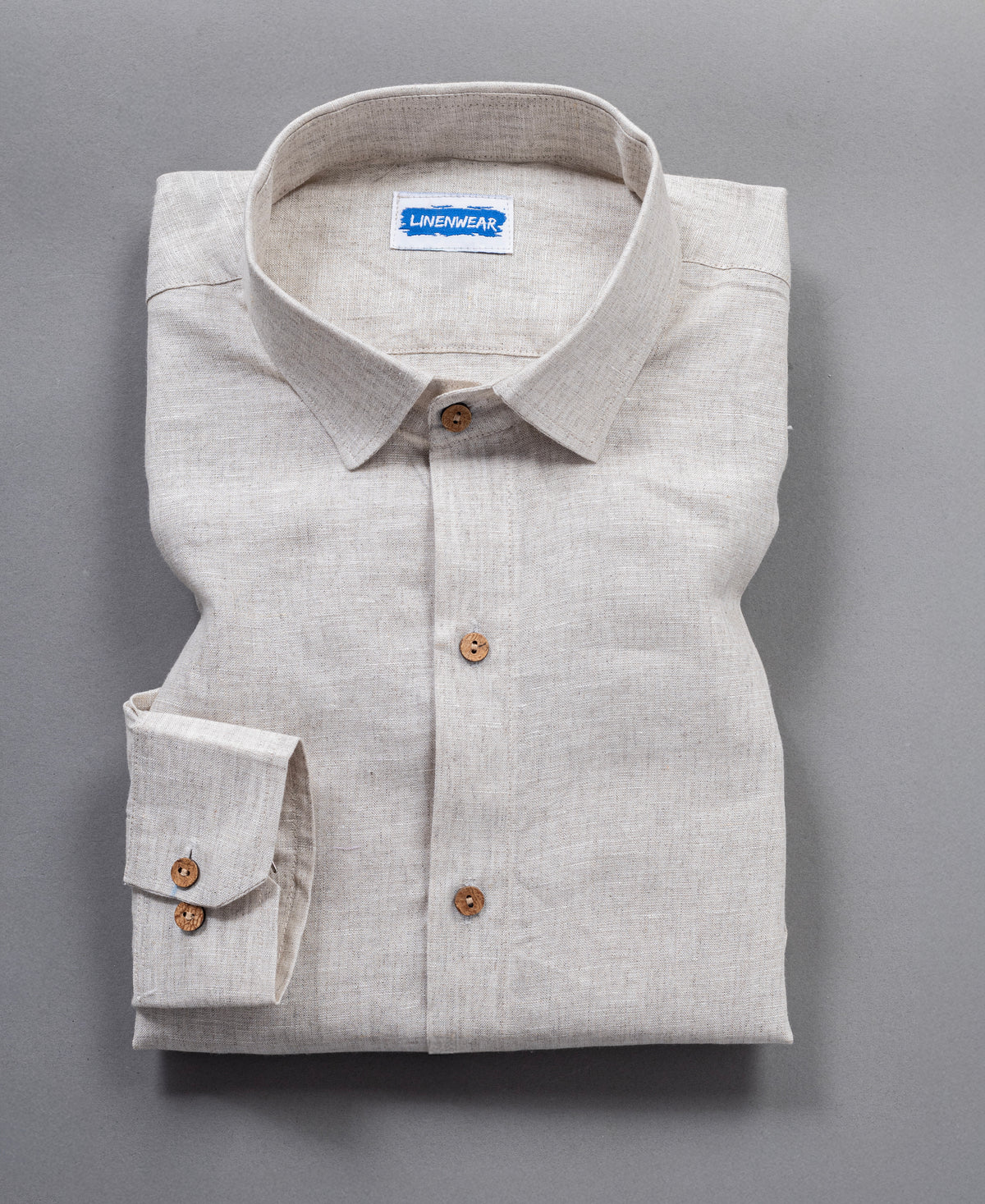 Beige Full Sleeve Pure Linen 60 LEA Shirt