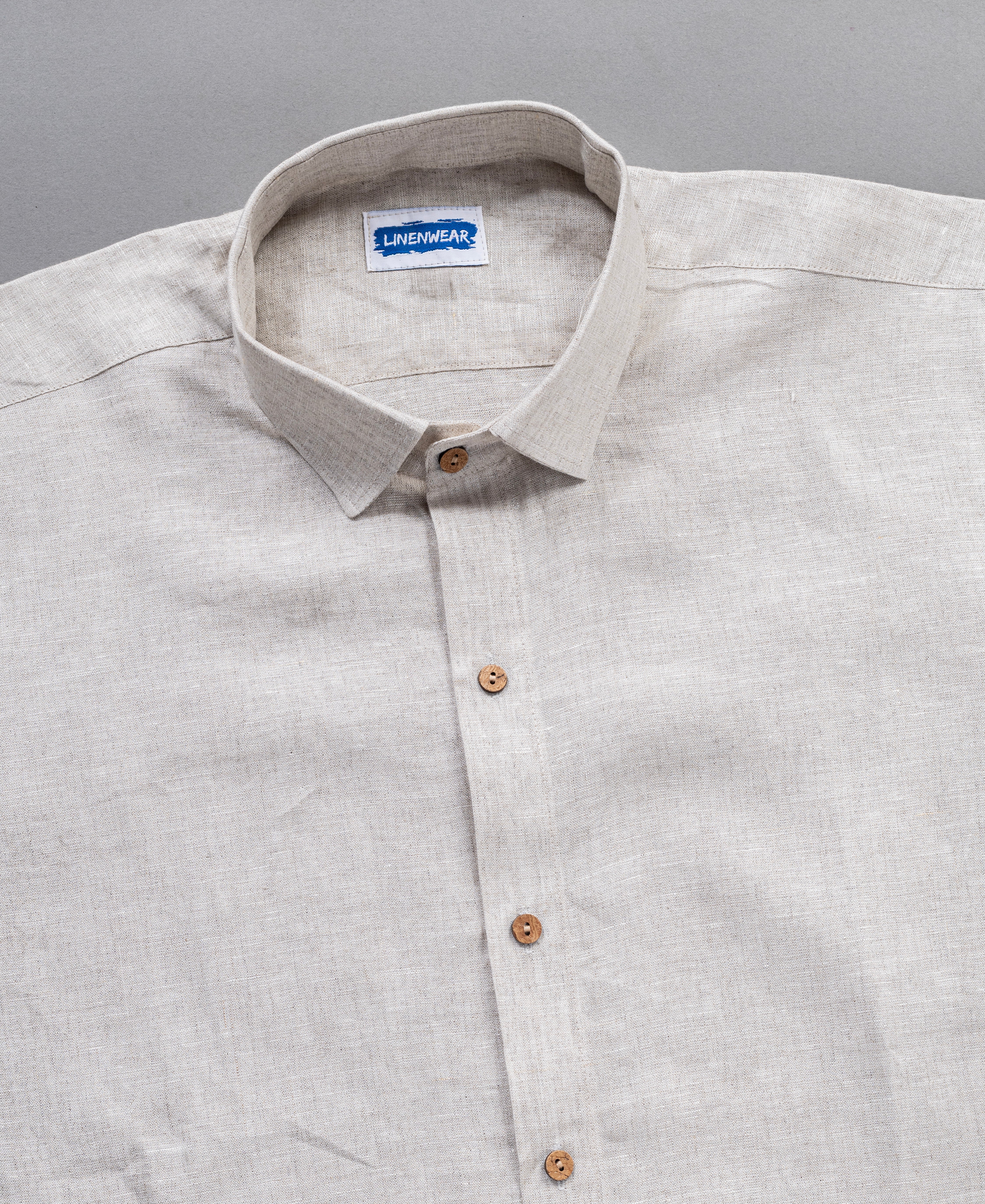 Beige Comfort Wear Sandy Shore Pure Linen Full Sleeve Shirt