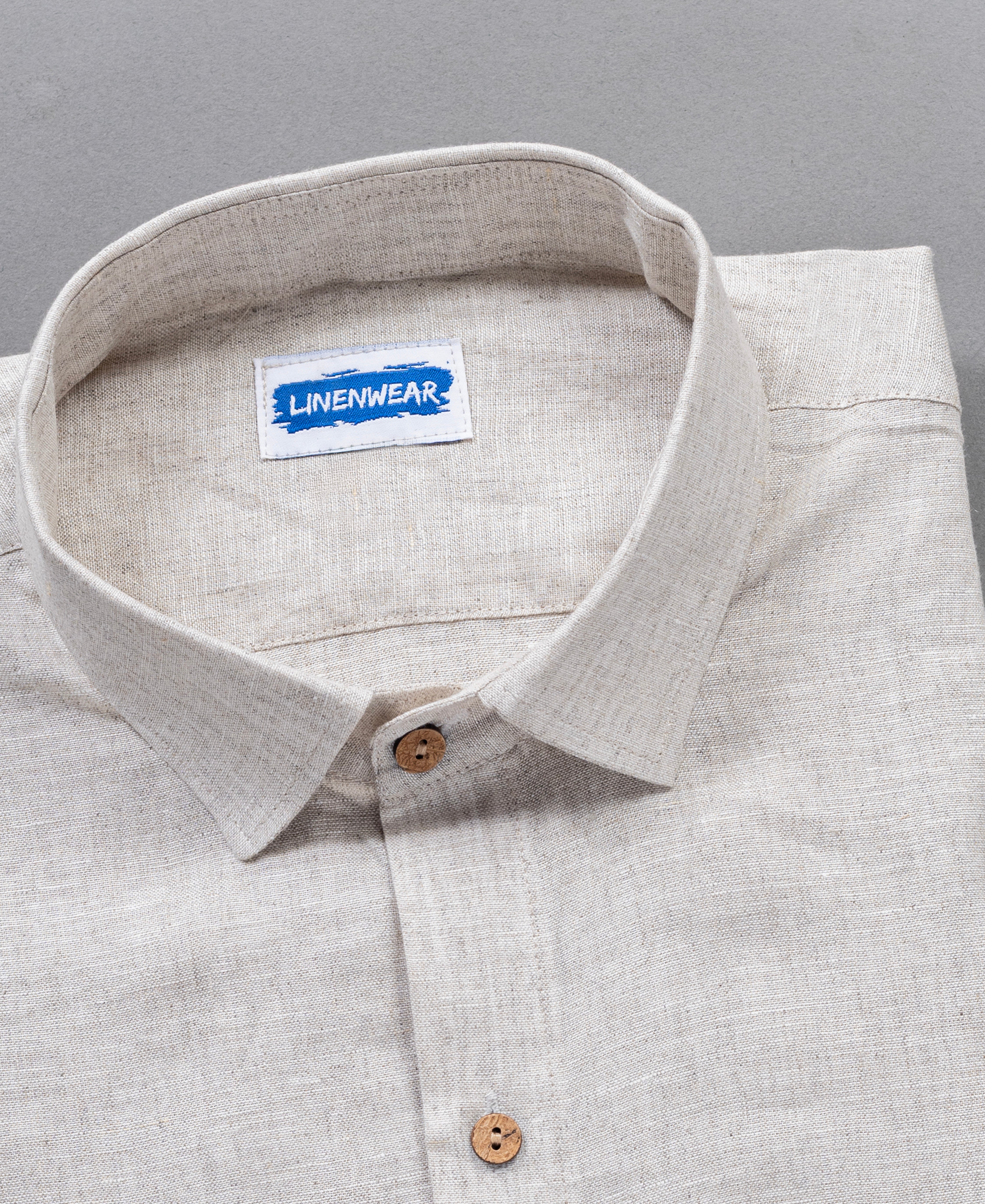 Beige Comfort Wear Sandy Shore Pure Linen Full Sleeve Shirt