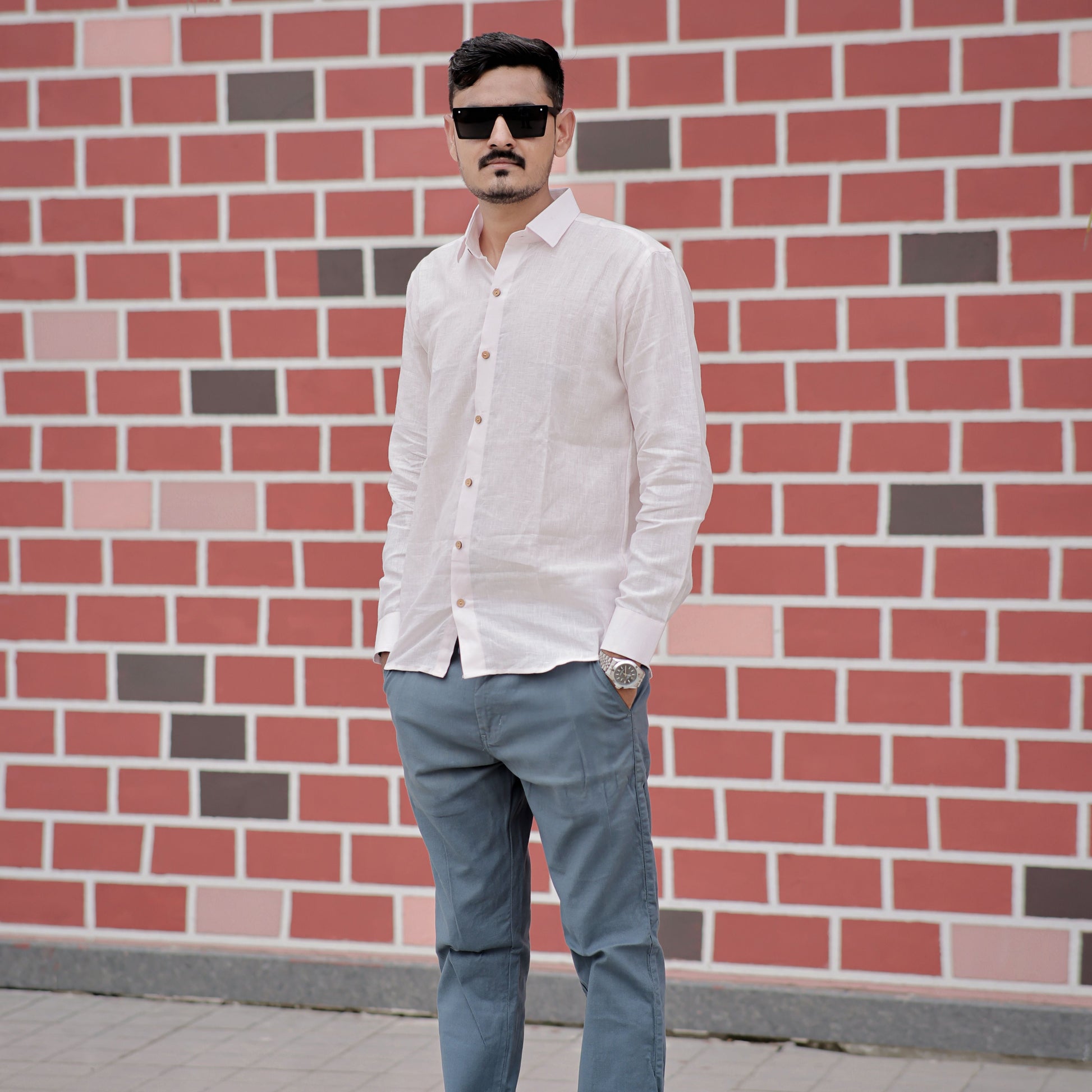 Pink formal shirt linen