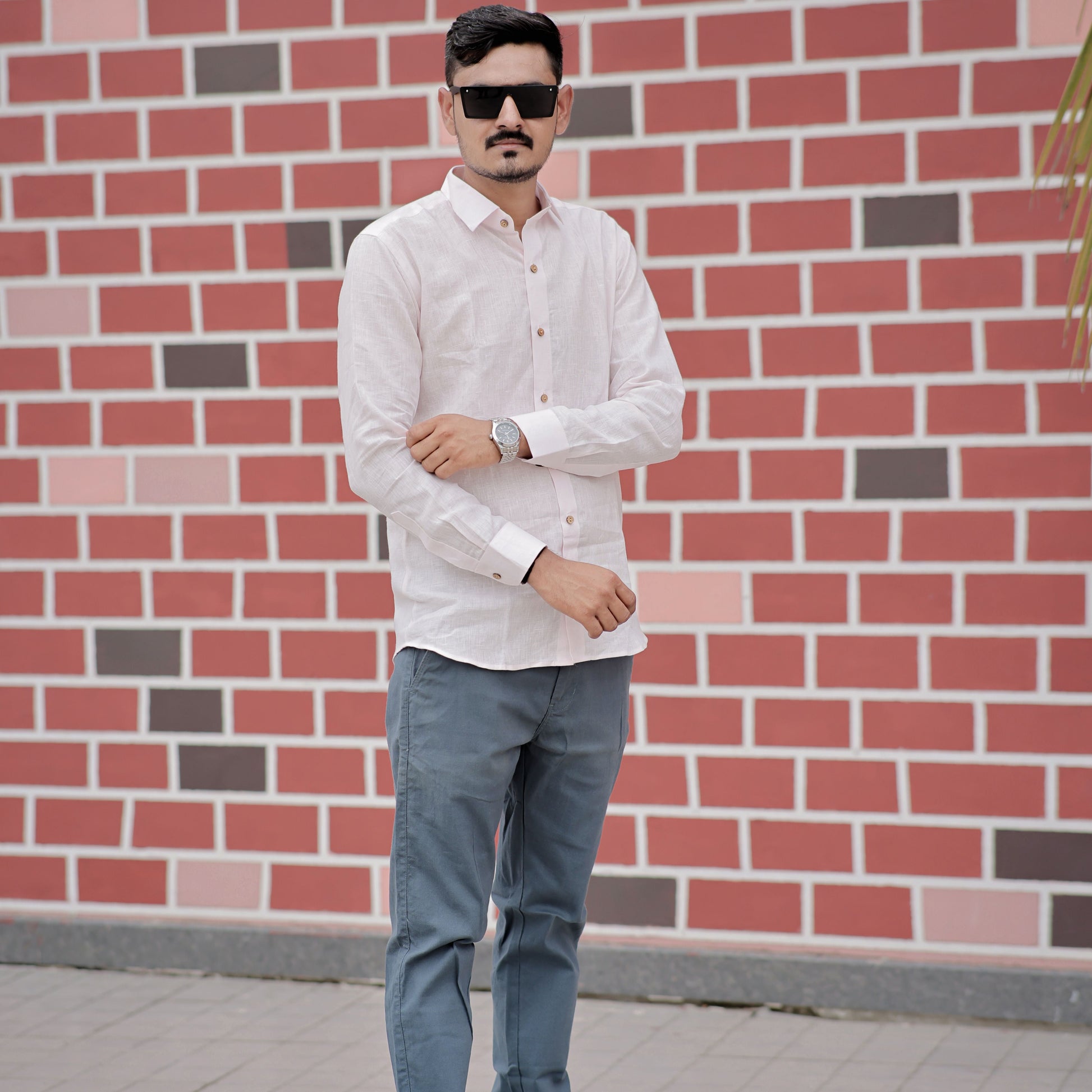 Soft Pink linen shirt men