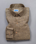 Full Sleeve Olive Green Pure Linen Wooden Button Shirt