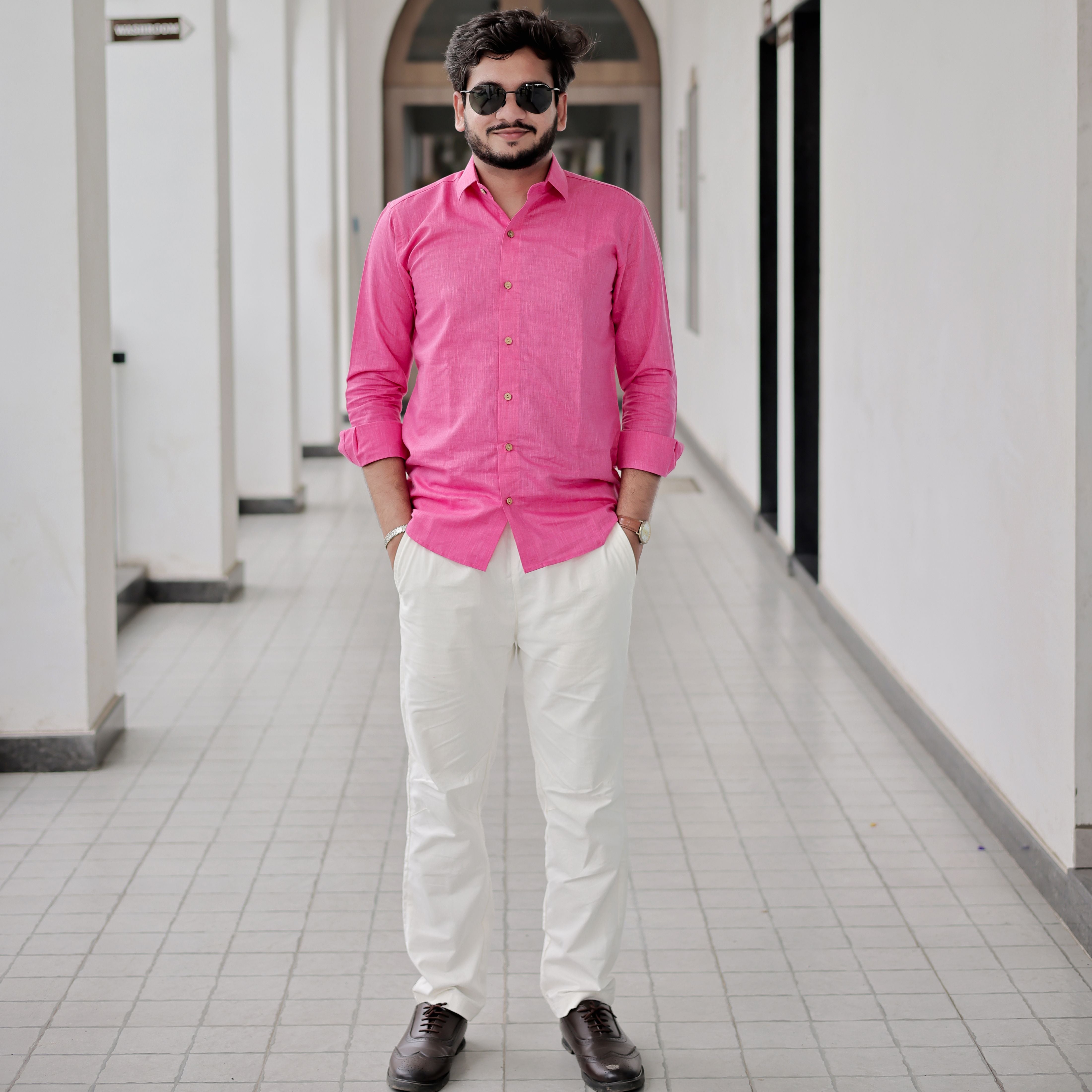 Stylish party wear pink shirt