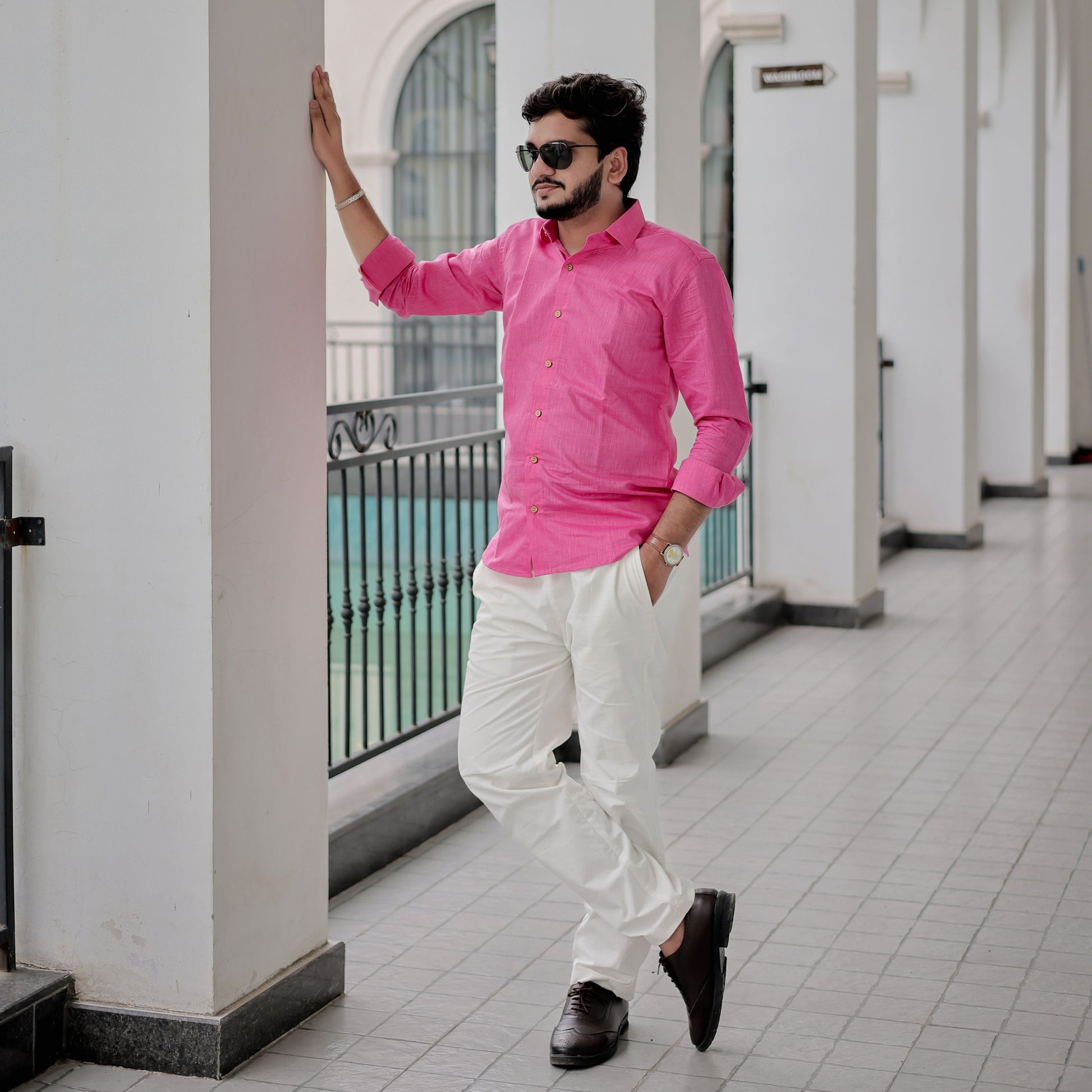 Men’s summer casual pink shirt