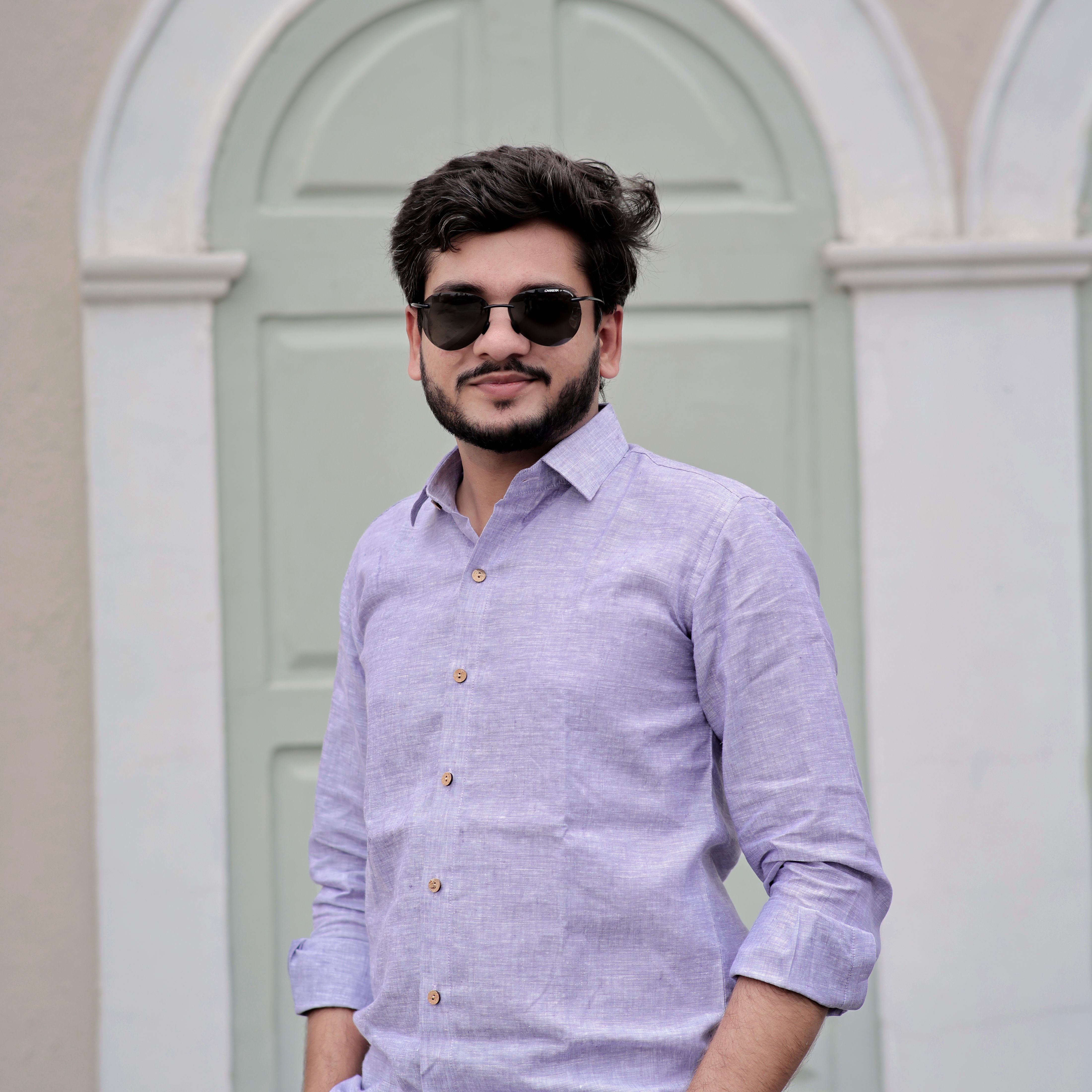Wooden Button Full Sleeve Pure Lavender Bloom Linen Shirt